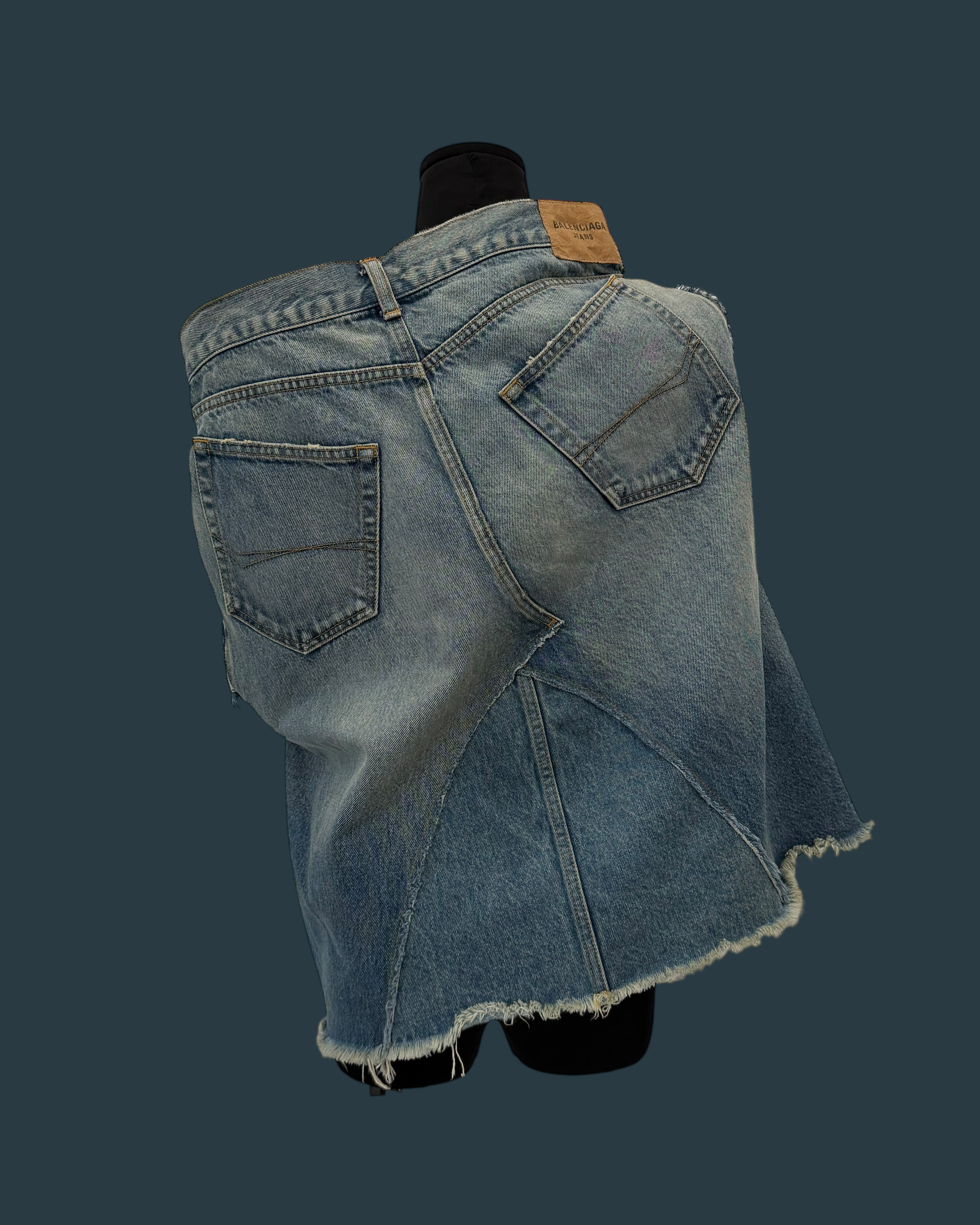 BALENCIAGA WINTER 2022 DENIM SKIRT TOP