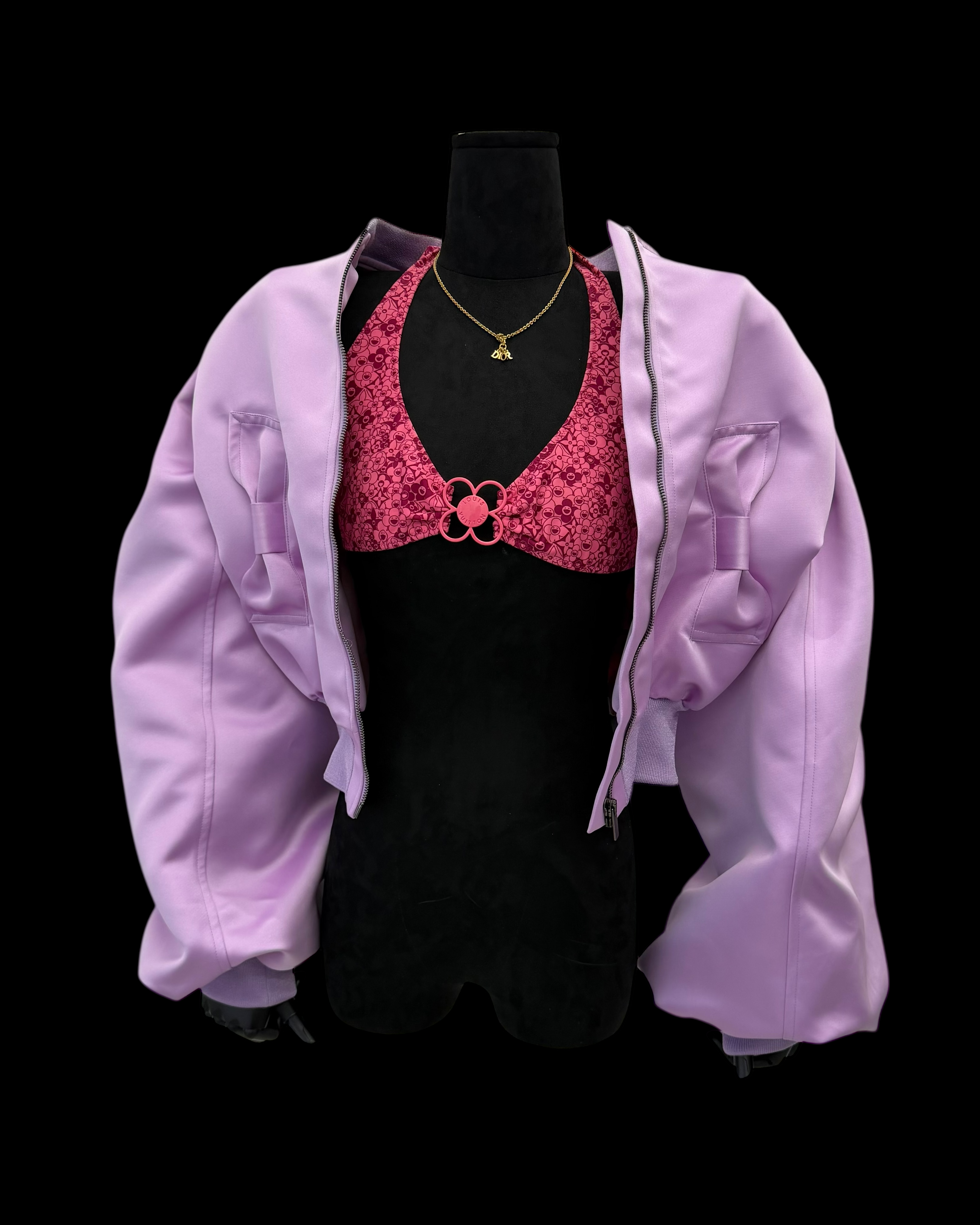 NINA RICCI SS24 CROPPED SATIN BOMBER JACKET