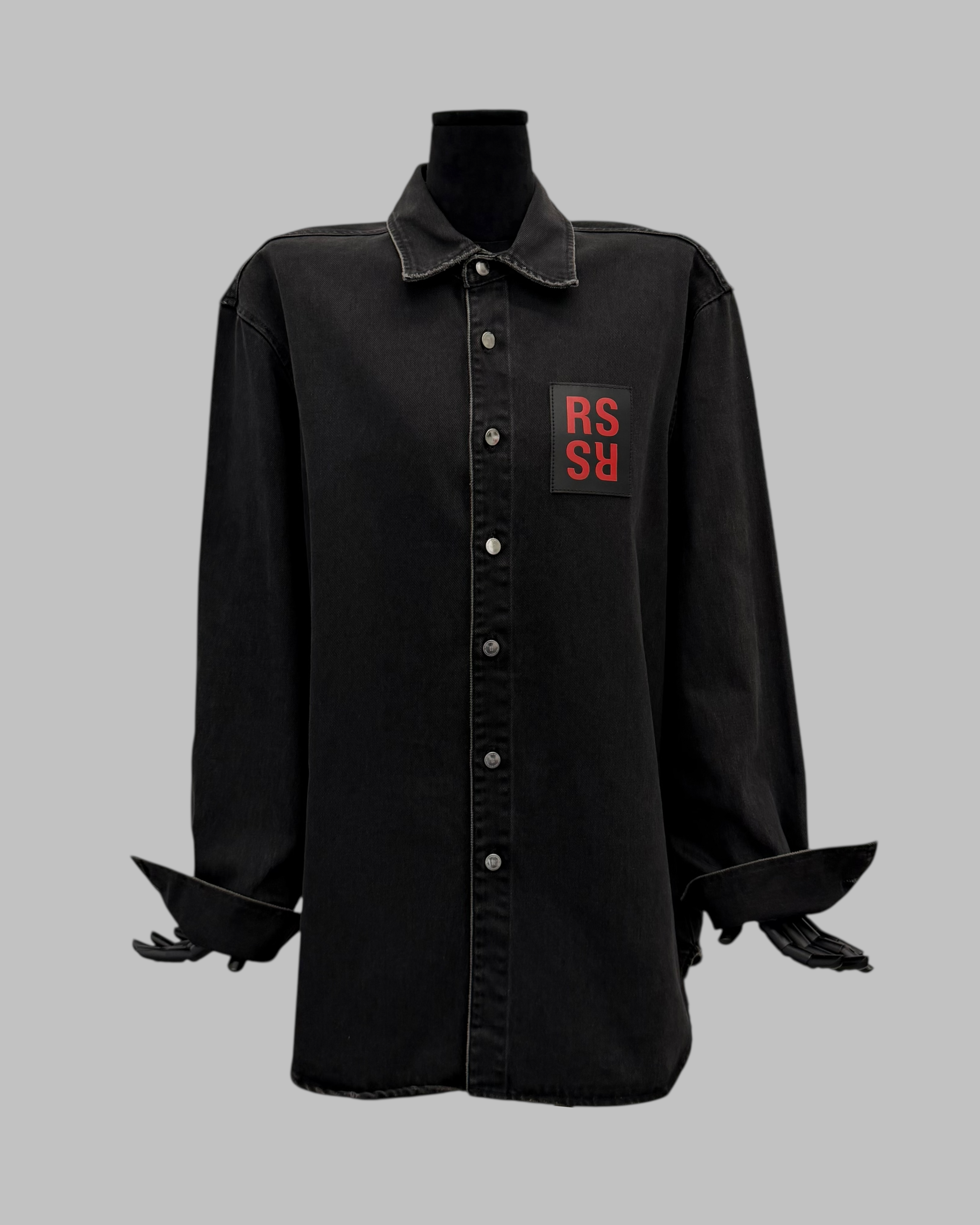 RAF SIMONS FW19 LOGO PATCH DENIM SHIRT