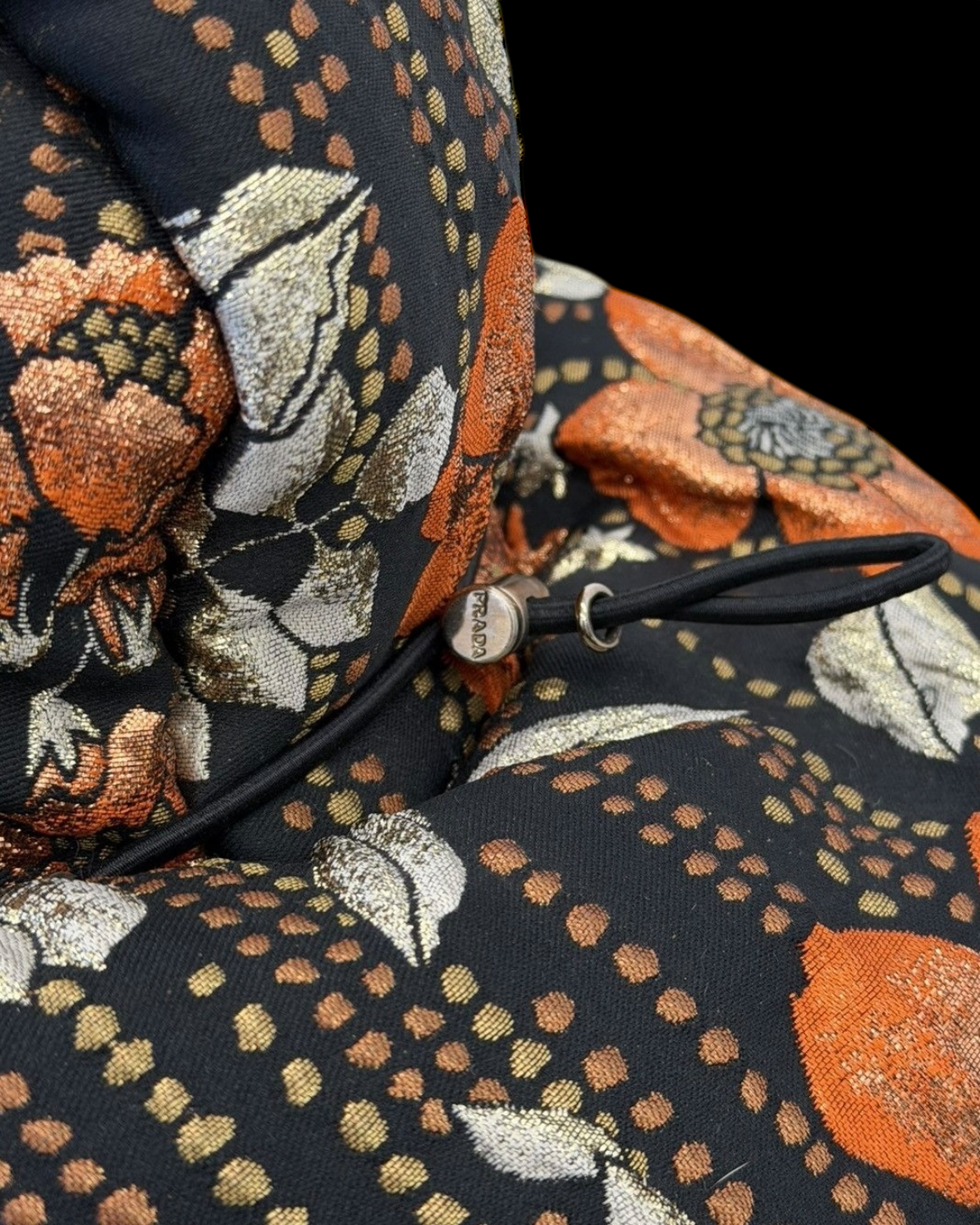 PRADA RESORT 2019 FLORAL JACQUARD BROCADE TRAPPER HAT