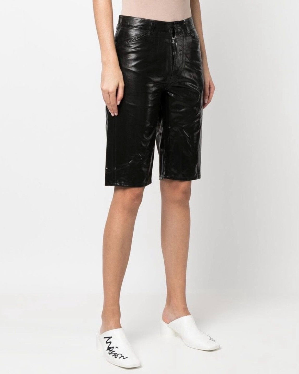MM6 MAISON MARGIELA SS22 LAMINATED BERMUDA SHORTS