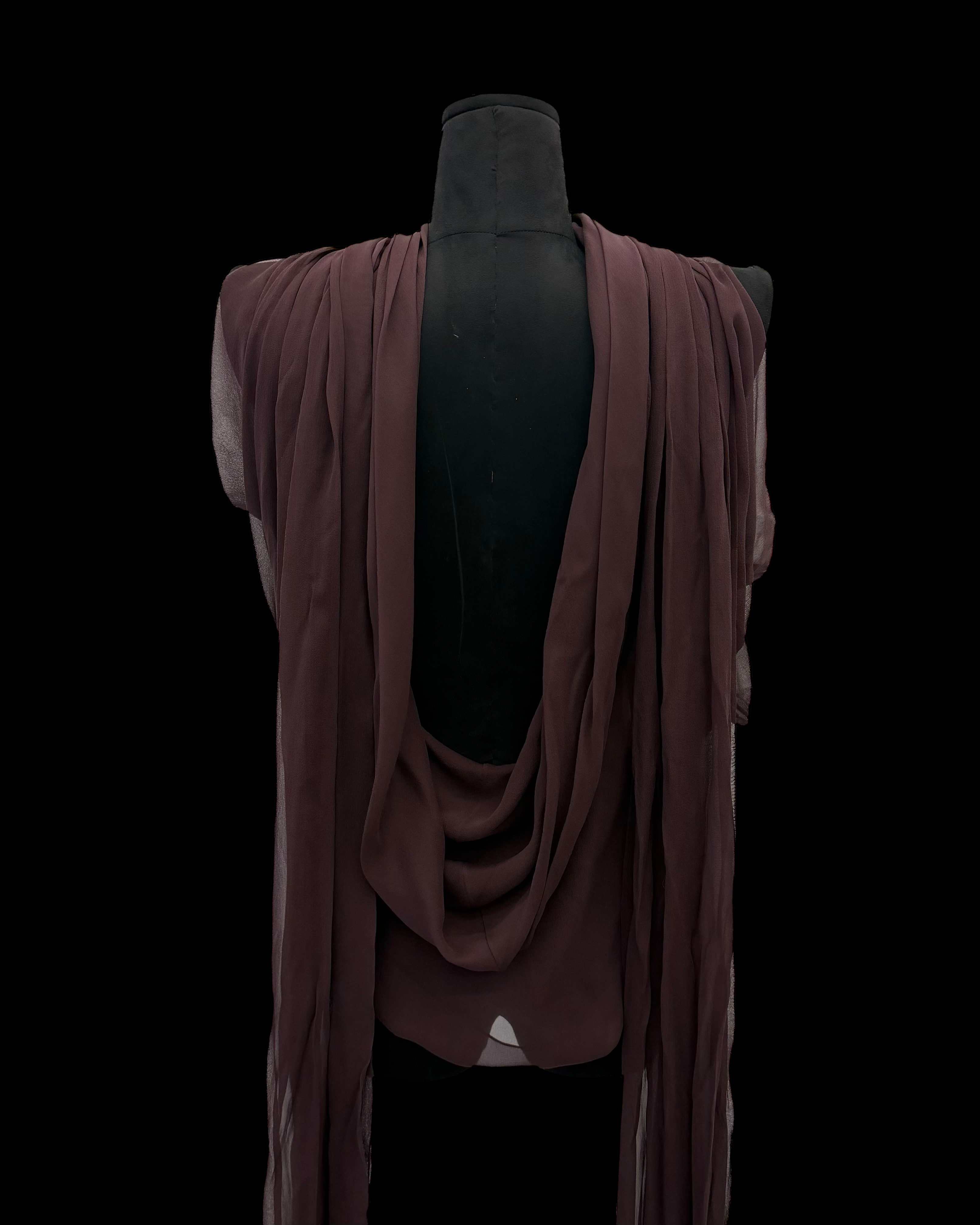 SAINT LAURENT FW23 SILK CREPE BLOUSE WITH LAVALLIERE NECKLINE