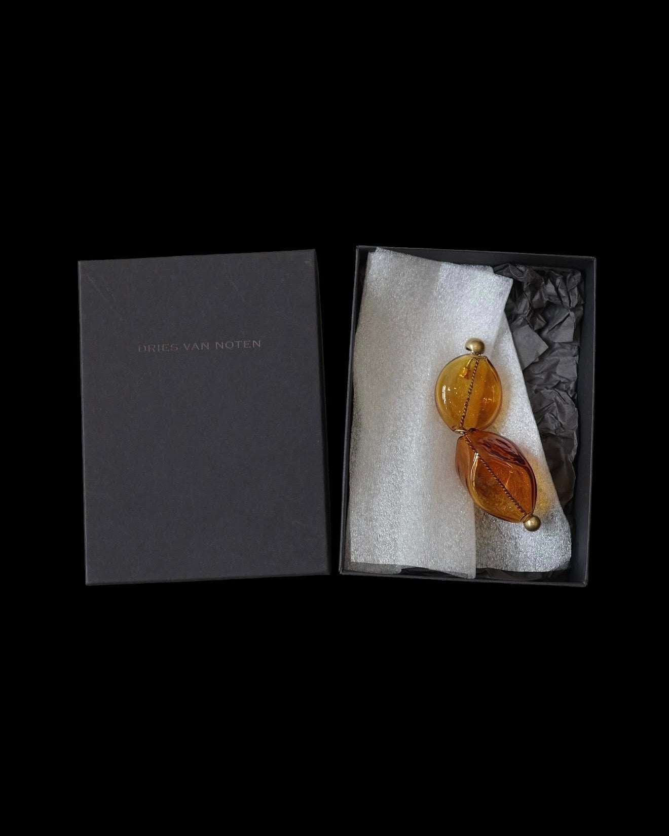 DRIES VAN NOTEN SS23 AMBER GLASS EARRING