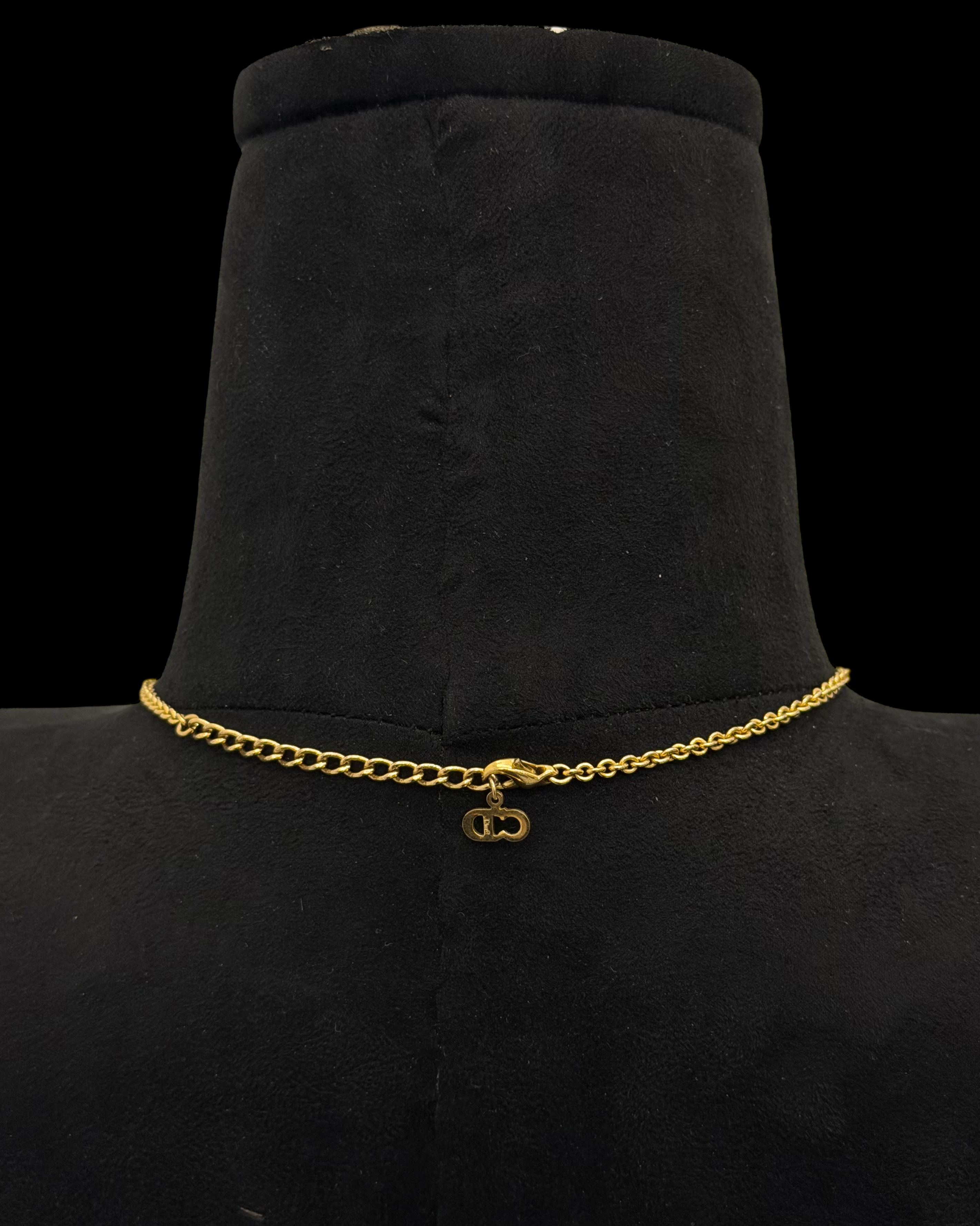 VINTAGE CHRISTIAN DIOR MINI LOGO CHARM NECKLACE