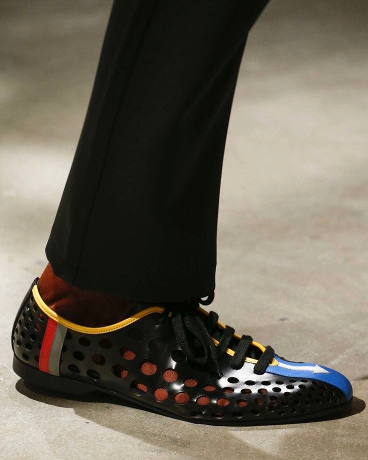 PRADA SPRING 2016 CUT-OUT LEATHER SNEAKERS