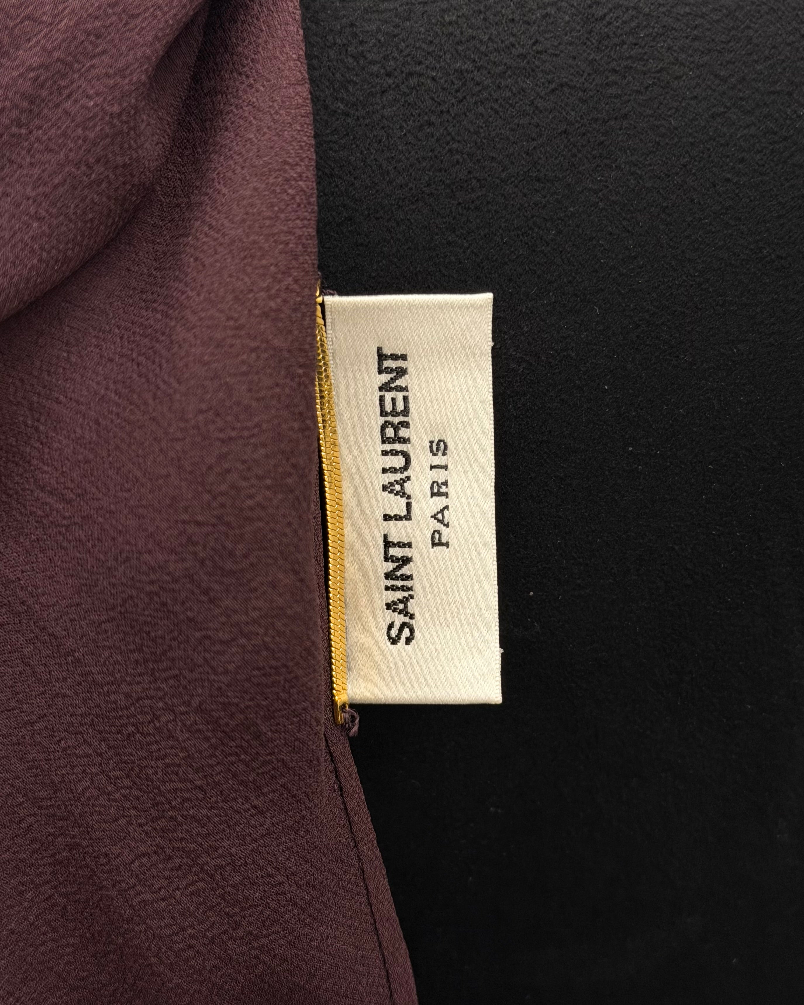 SAINT LAURENT FW23 SILK CREPE BLOUSE WITH LAVALLIERE NECKLINE