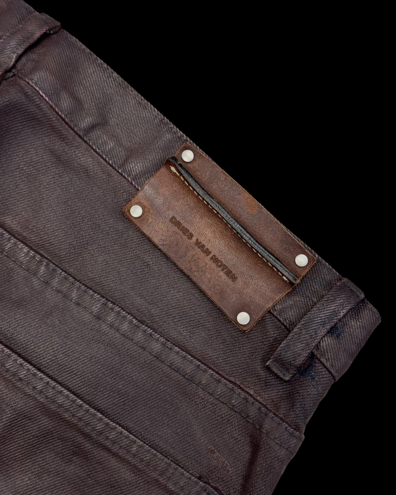 DRIES VAN NOTEN SS22 WAXED PENDA DENIM JEANS