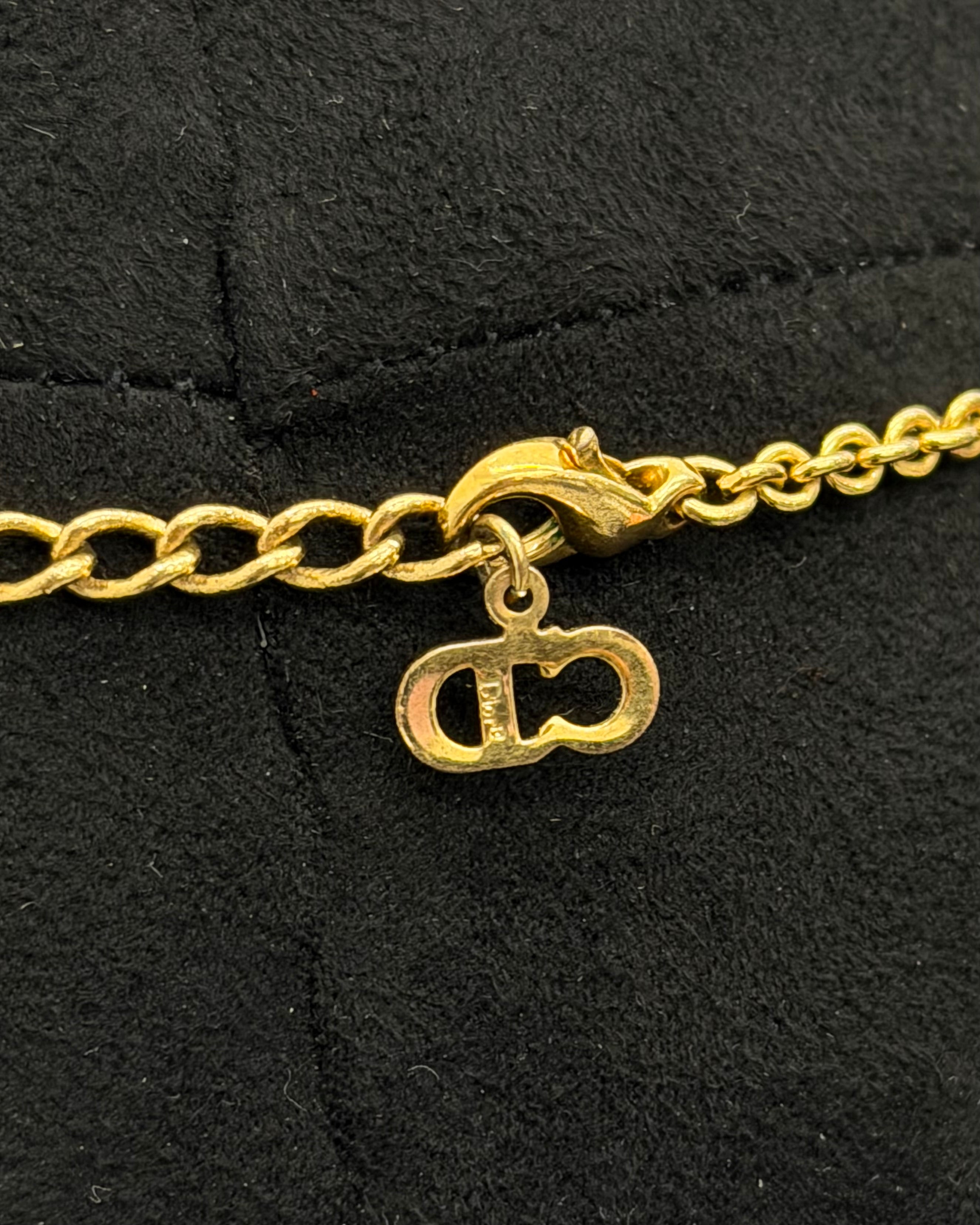VINTAGE CHRISTIAN DIOR MINI LOGO CHARM NECKLACE