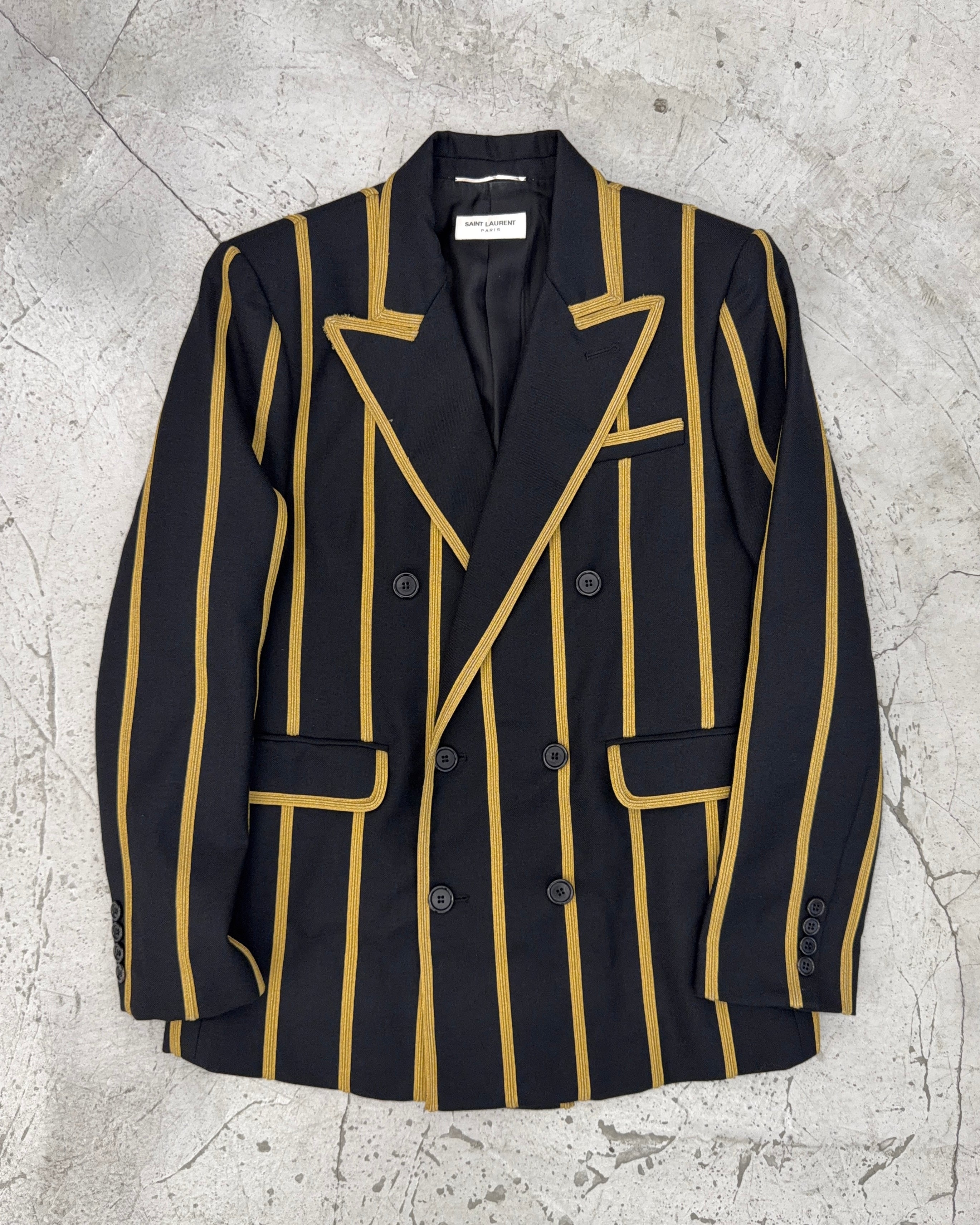 SAINT LAURENT SS19 METTALIC GOLD STRIPED BLAZER