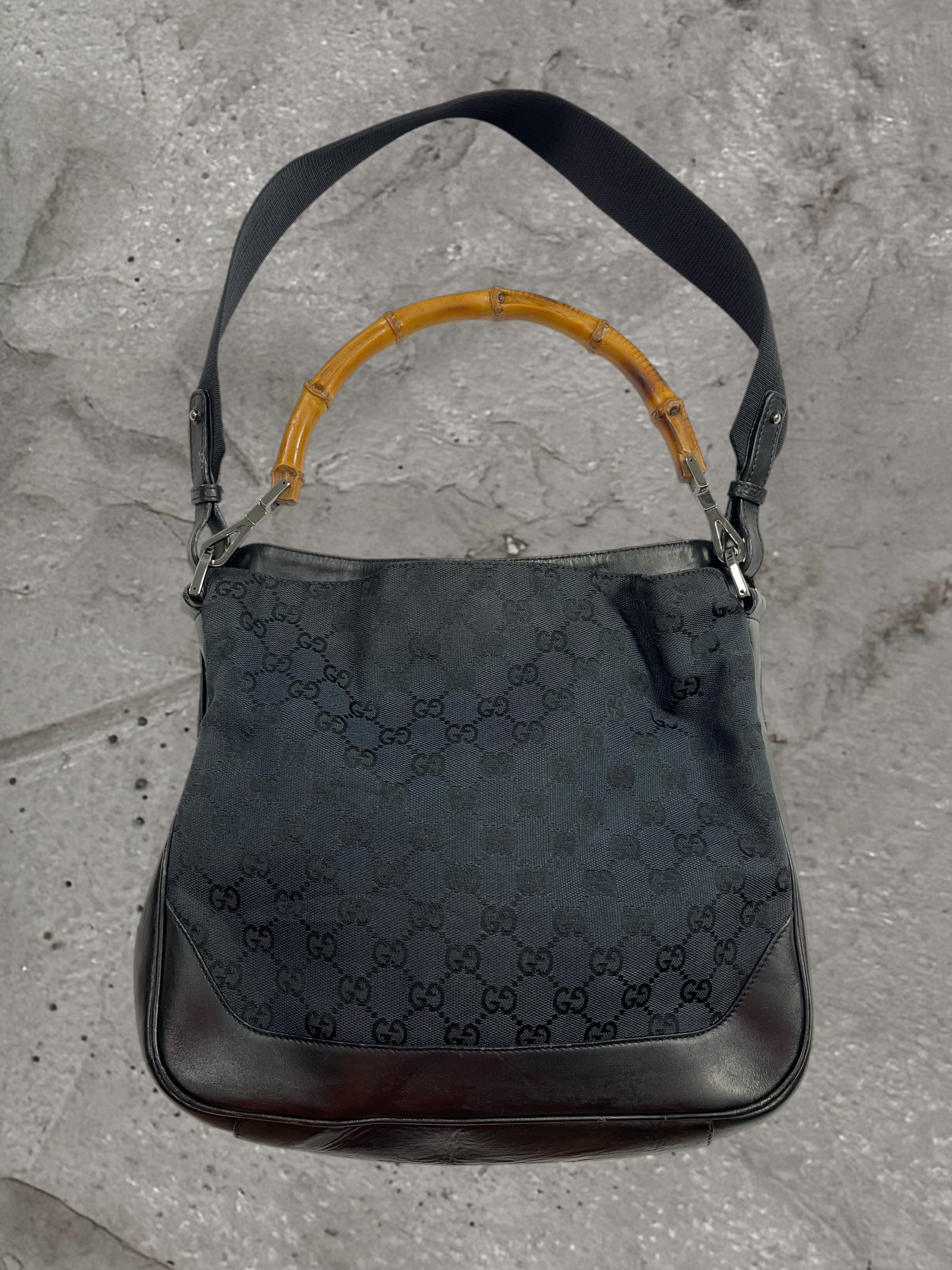 GUCCI GG CANVAS BAMBOO SHOULDER BAG