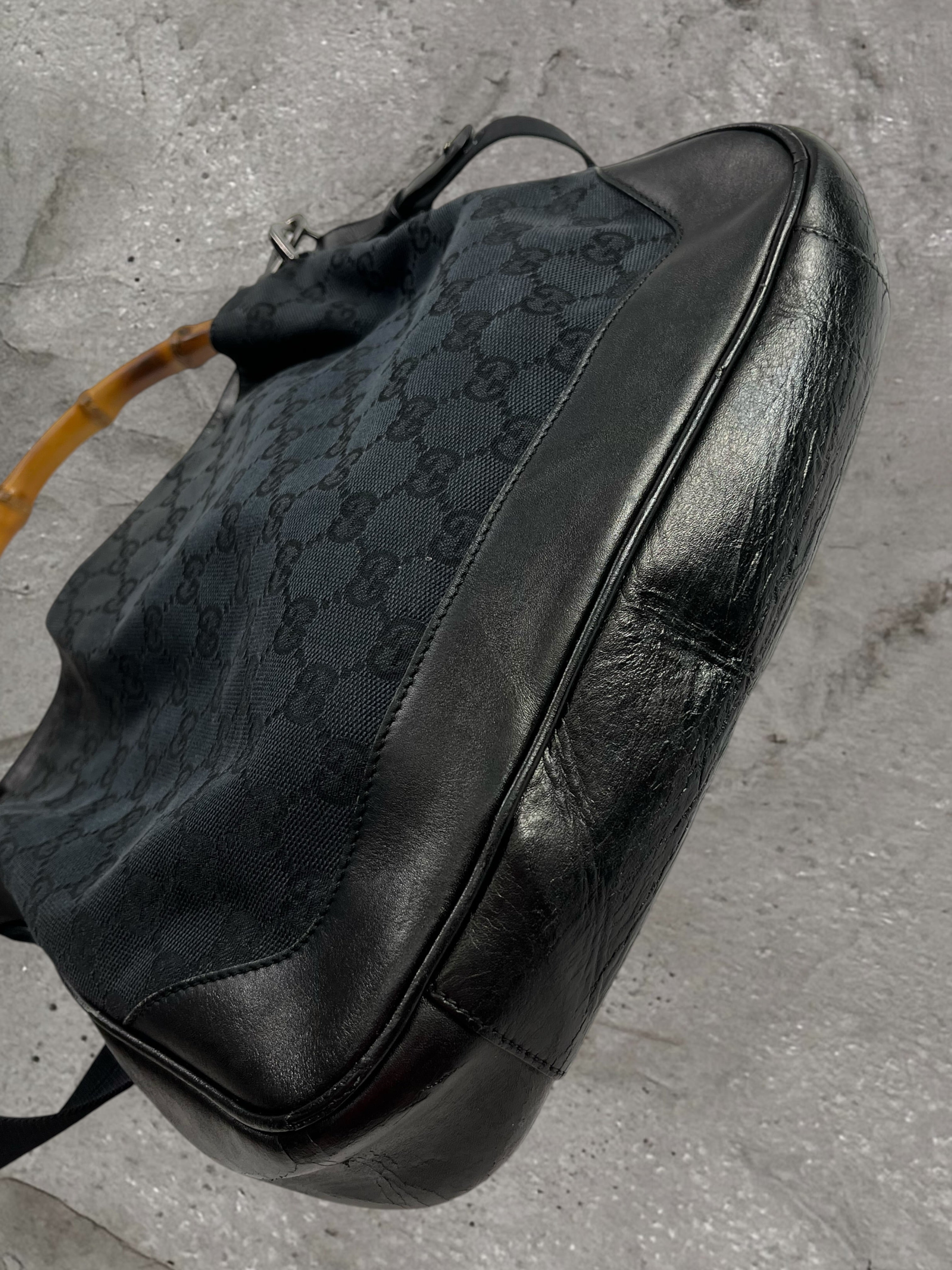 GUCCI GG CANVAS BAMBOO SHOULDER BAG