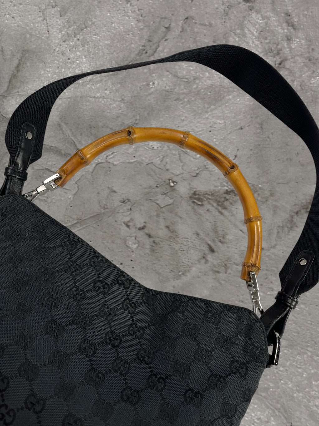 GUCCI GG CANVAS BAMBOO SHOULDER BAG