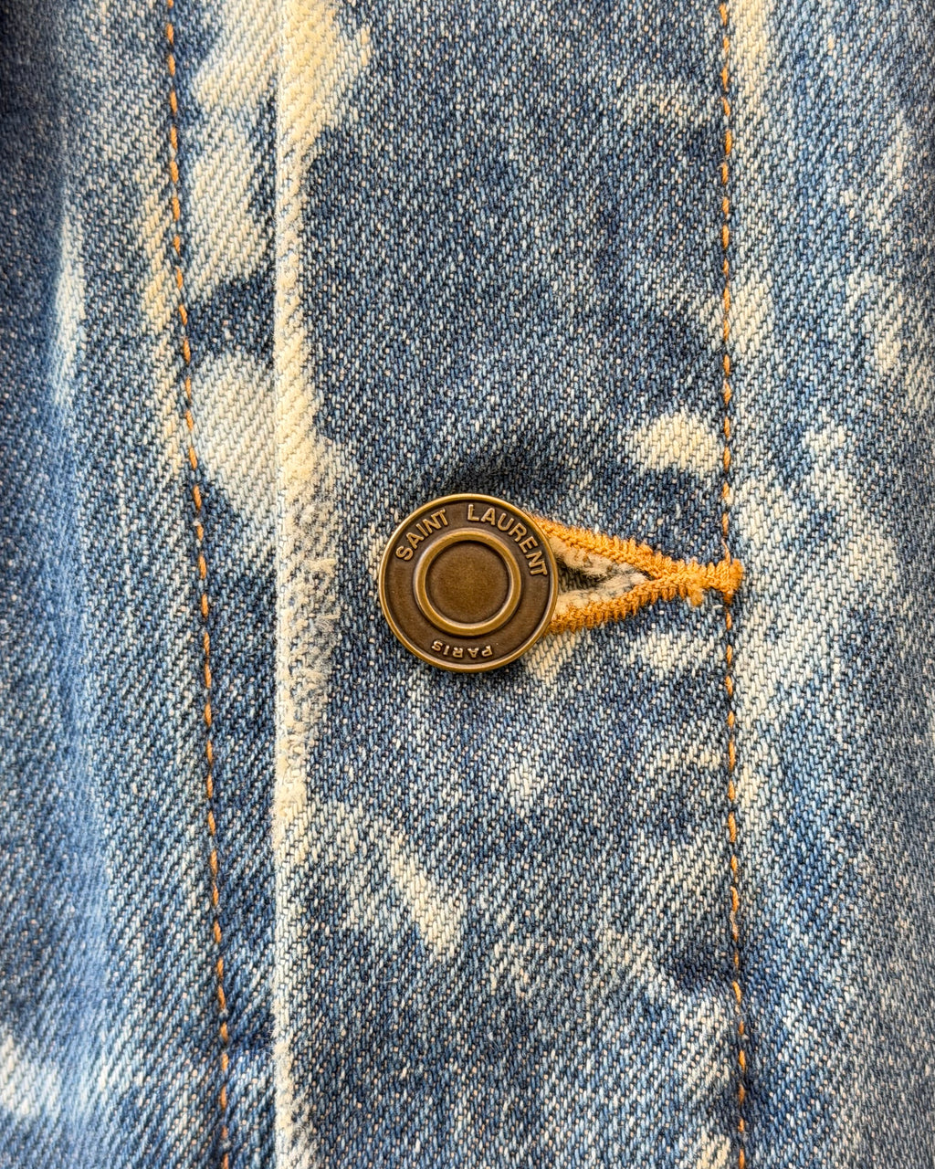 SAlNT LAURENT SS16 DESTROYED JEAN JACKET IN BLUE PUNK DENIM