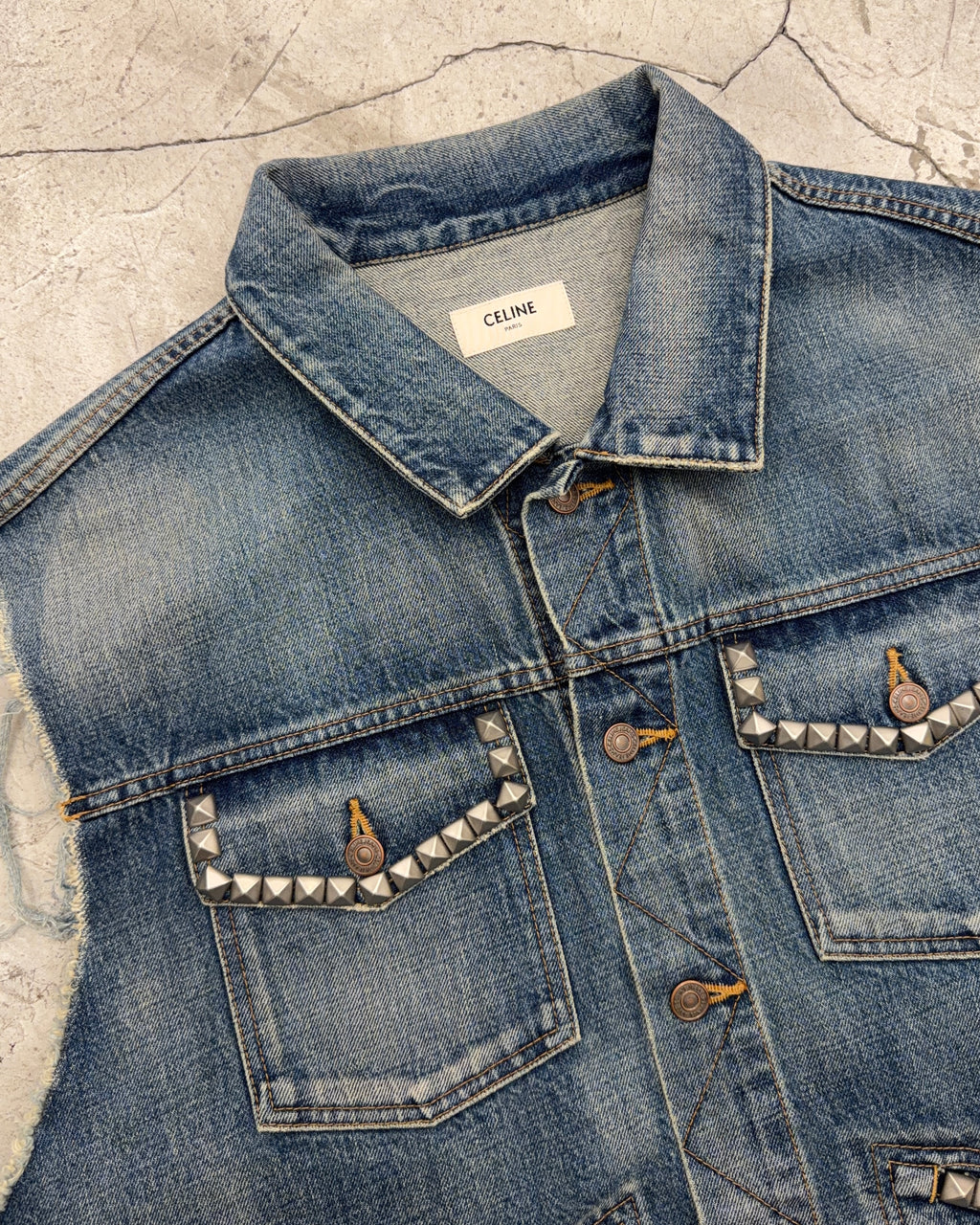 CELINE FW21 STRANGE STUDDED DENIM VEST