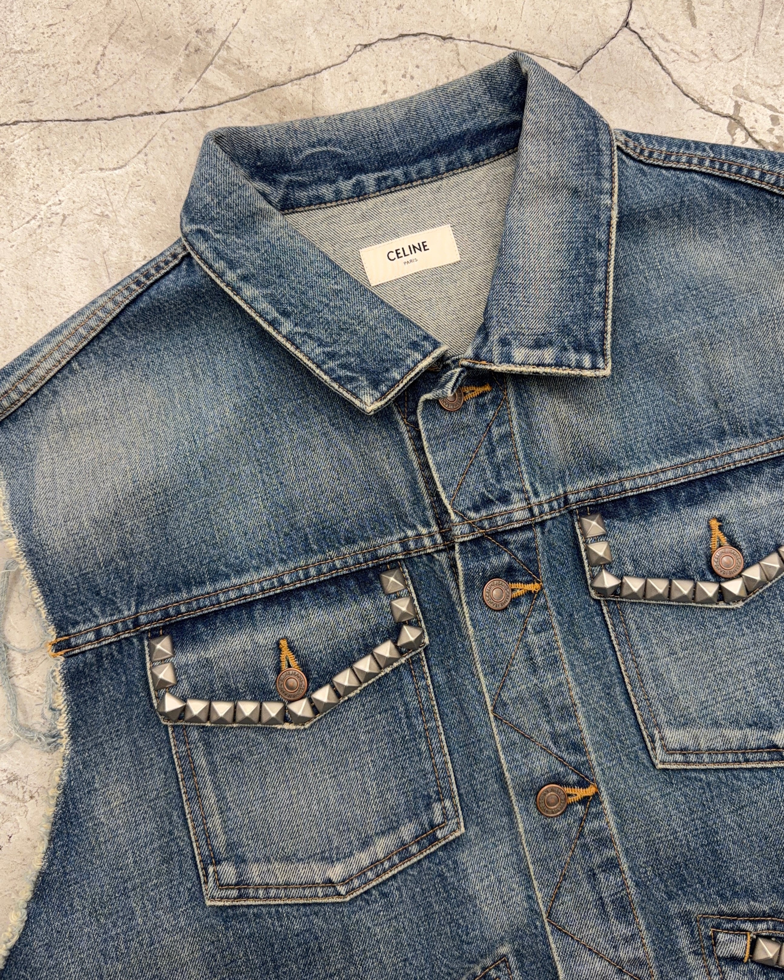 CELINE FW21 STRANGE STUDDED DENIM VEST