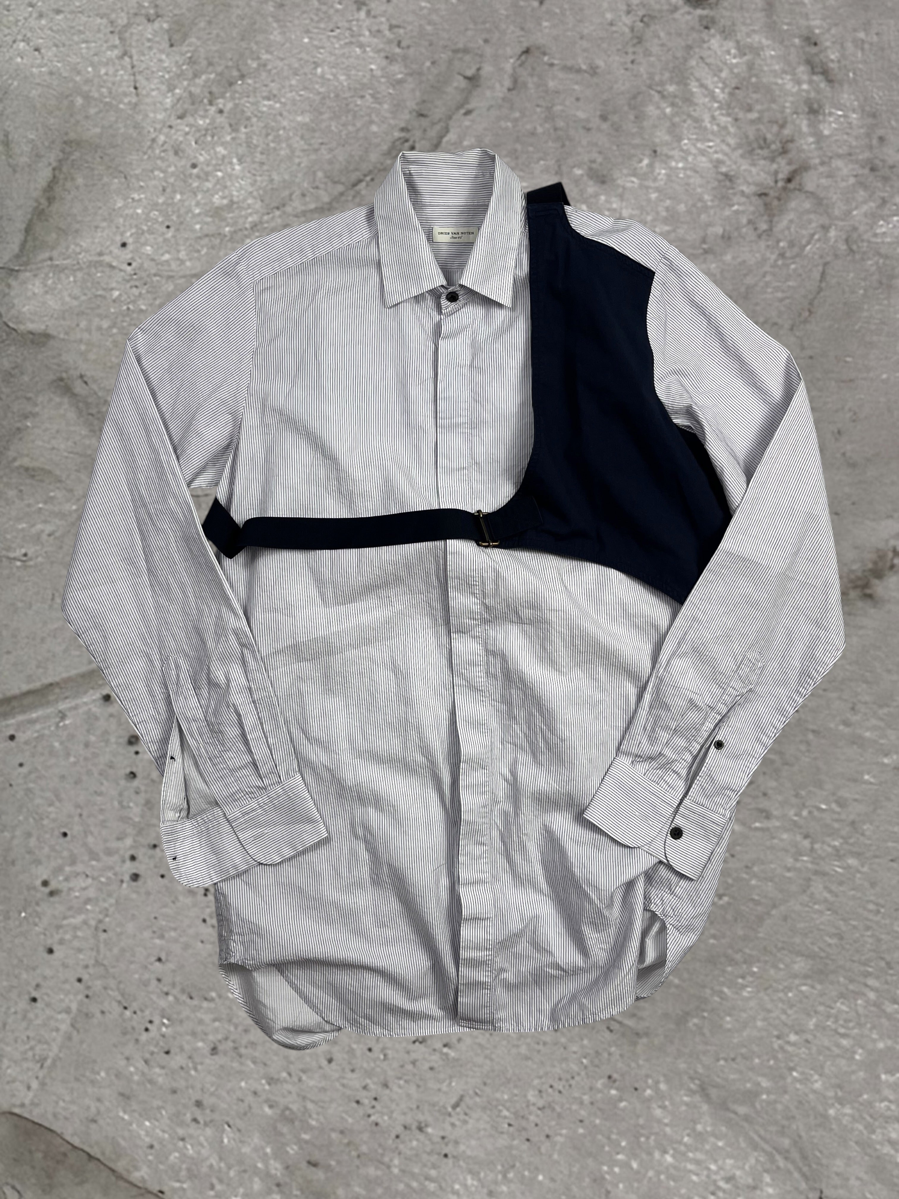 DRIES VAN NOTEN SS15 BALLET STRIPED HARNESS SHIRT