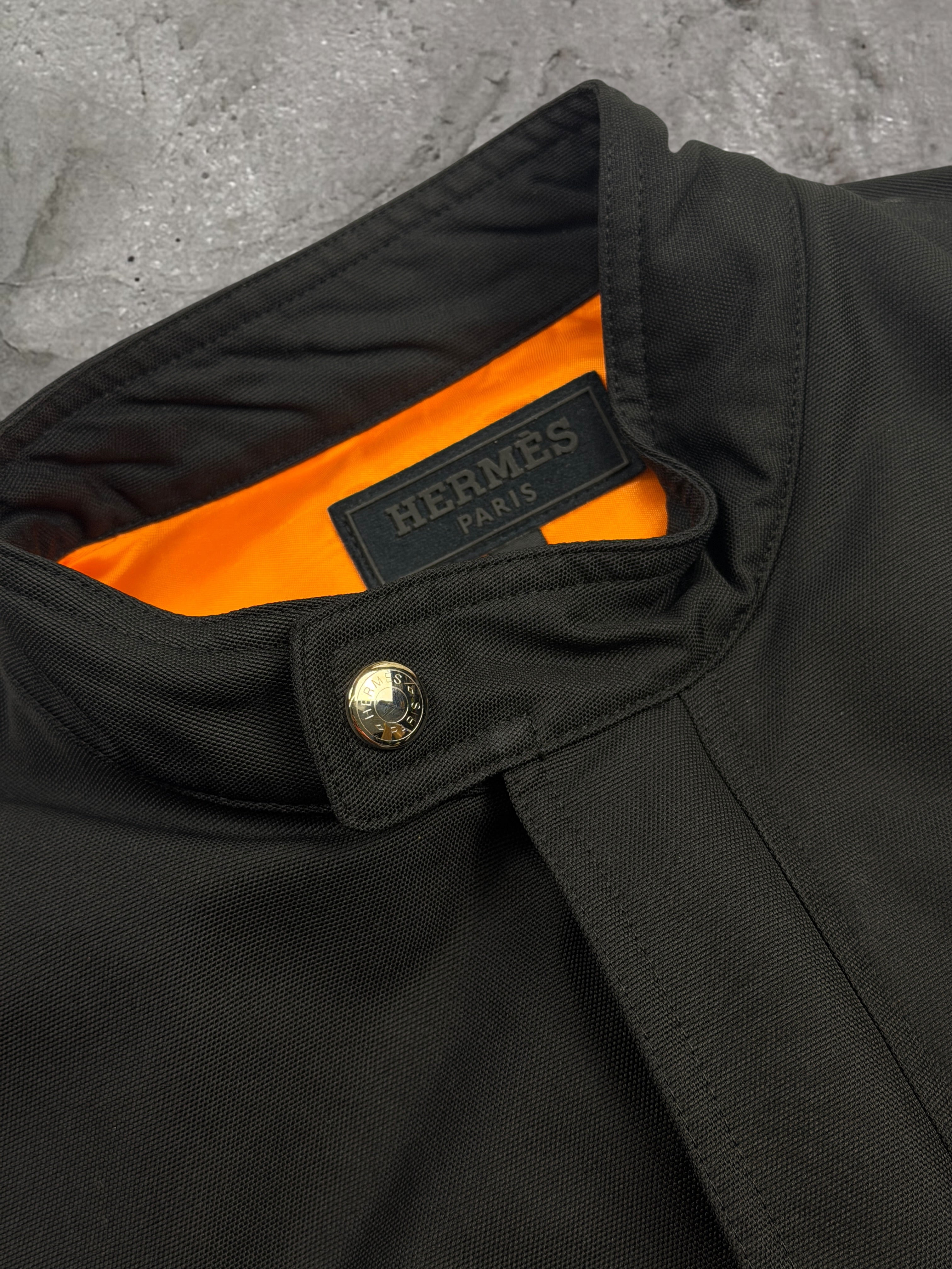 HERMES BLACK ZIP NYLON JACKET