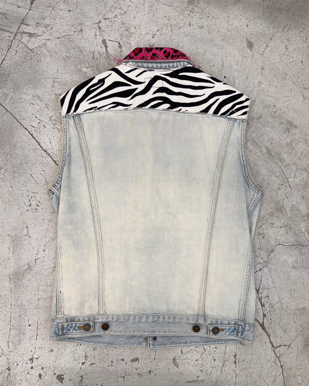 SAINT LAURENT SS16 ANIMAL PRINT PANELLED DENIM GILET