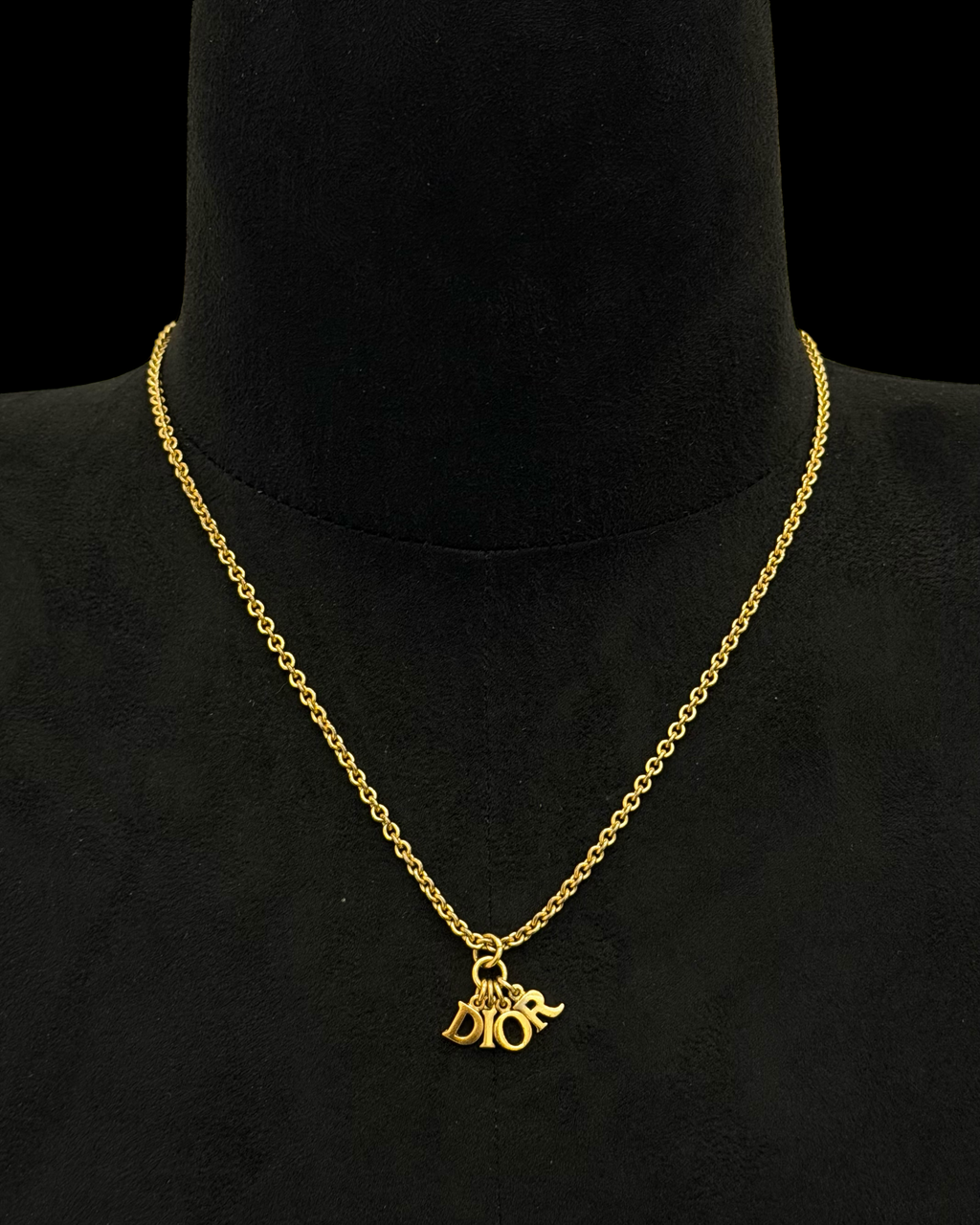 VINTAGE CHRISTIAN DIOR MINI LOGO CHARM NECKLACE