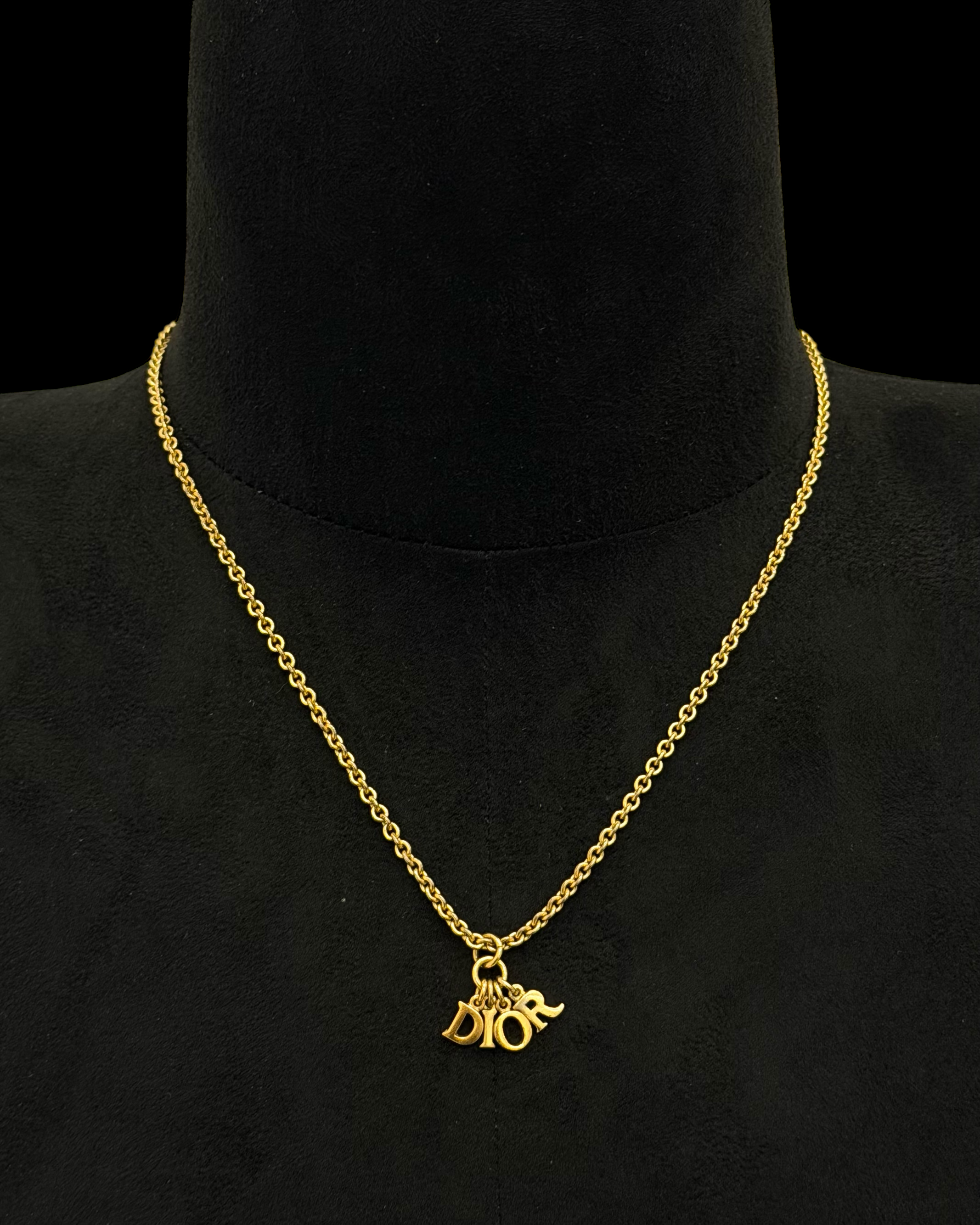 VINTAGE CHRISTIAN DIOR MINI LOGO CHARM NECKLACE
