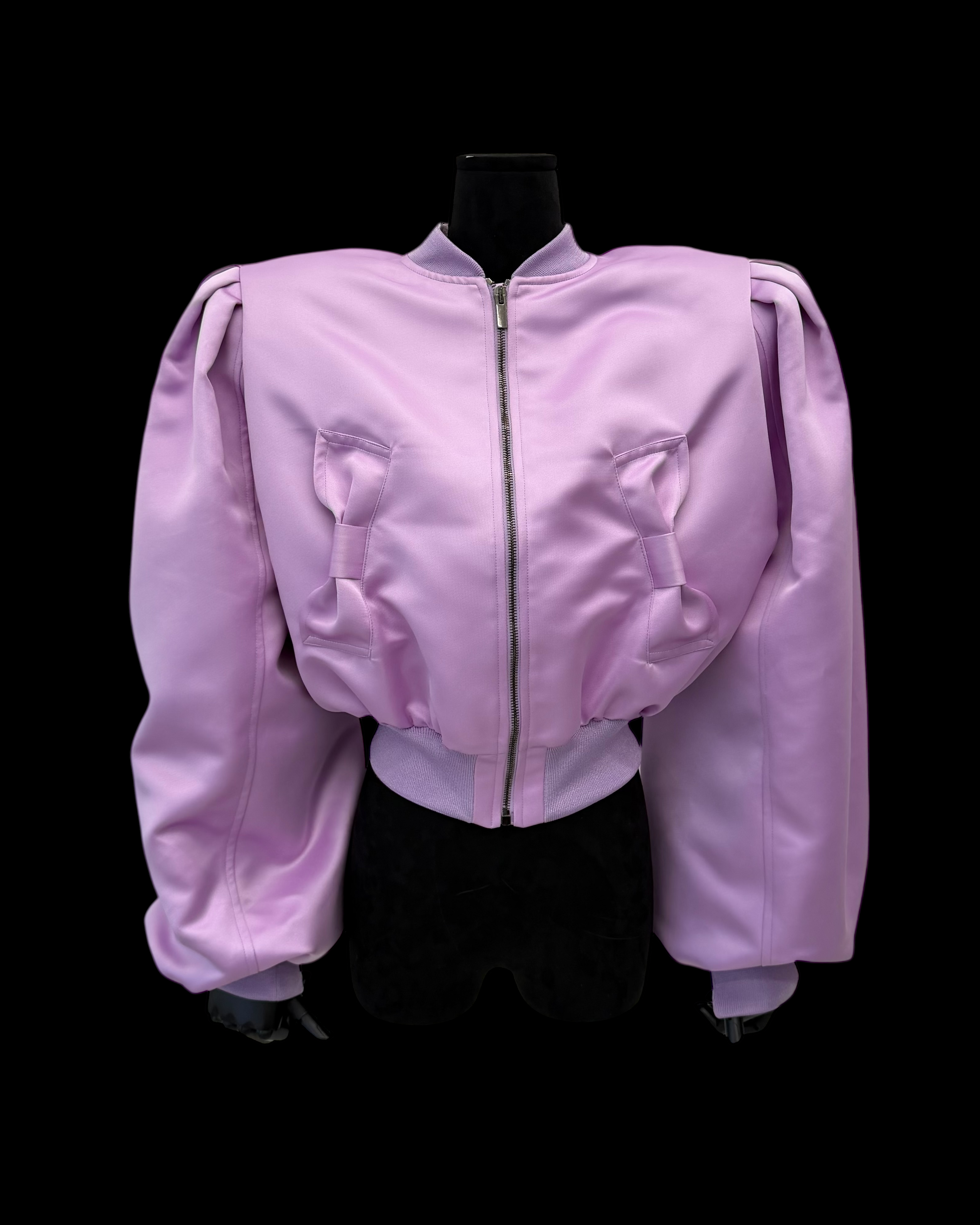 NINA RICCI SS24 CROPPED SATIN BOMBER JACKET