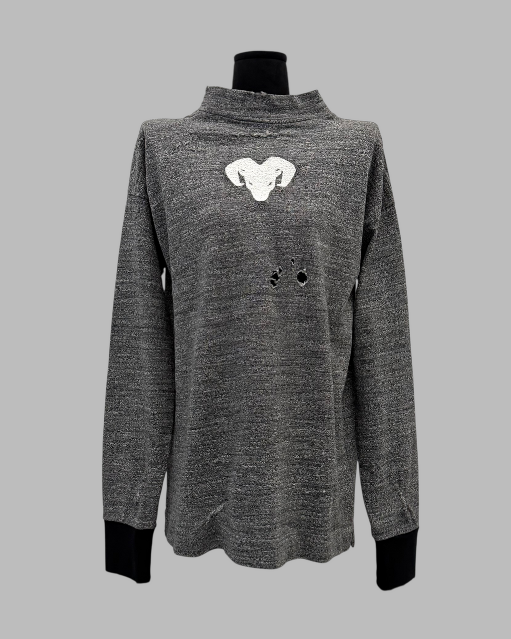 MAISON MARGIELA SS22 DISTRESSED MOCK NECK LONG SLEEVE