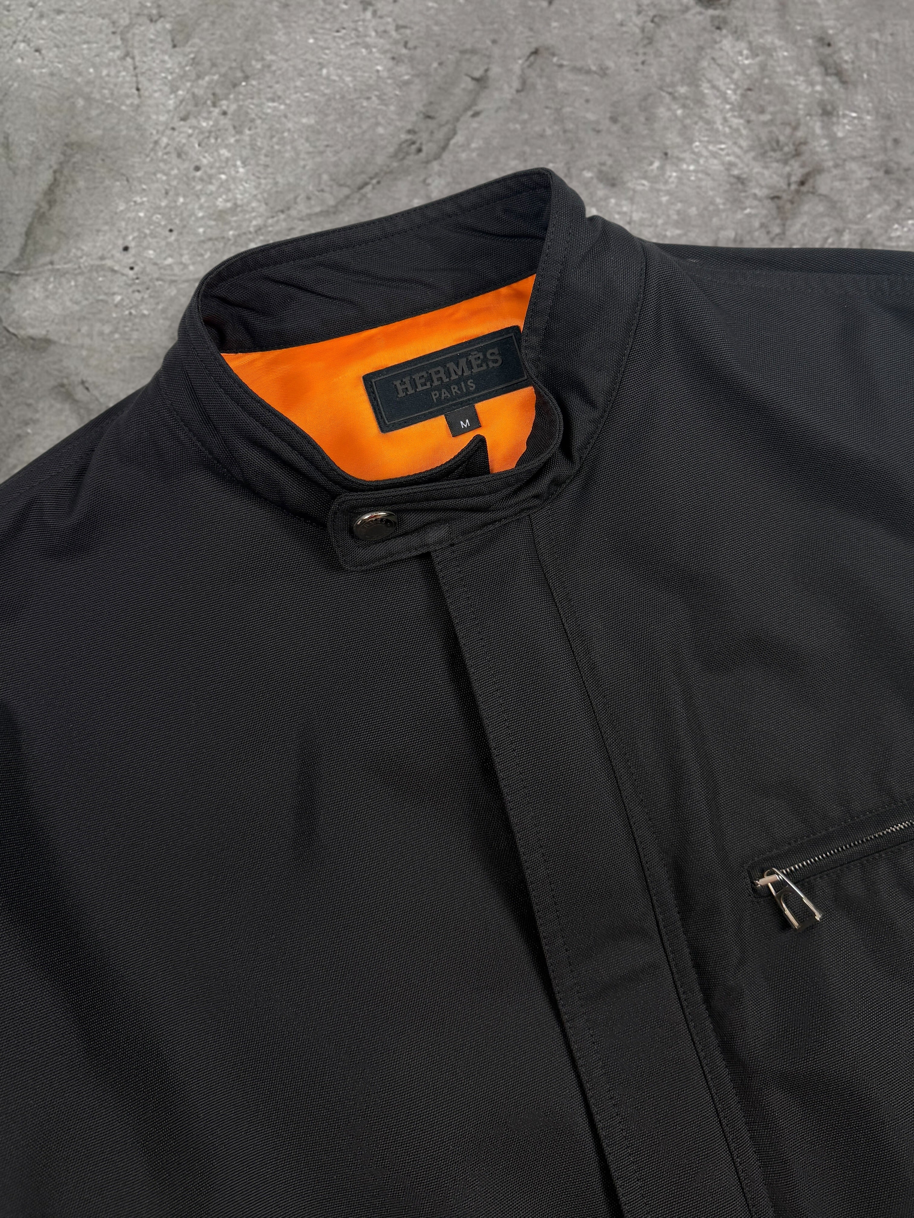 HERMES BLACK ZIP NYLON JACKET
