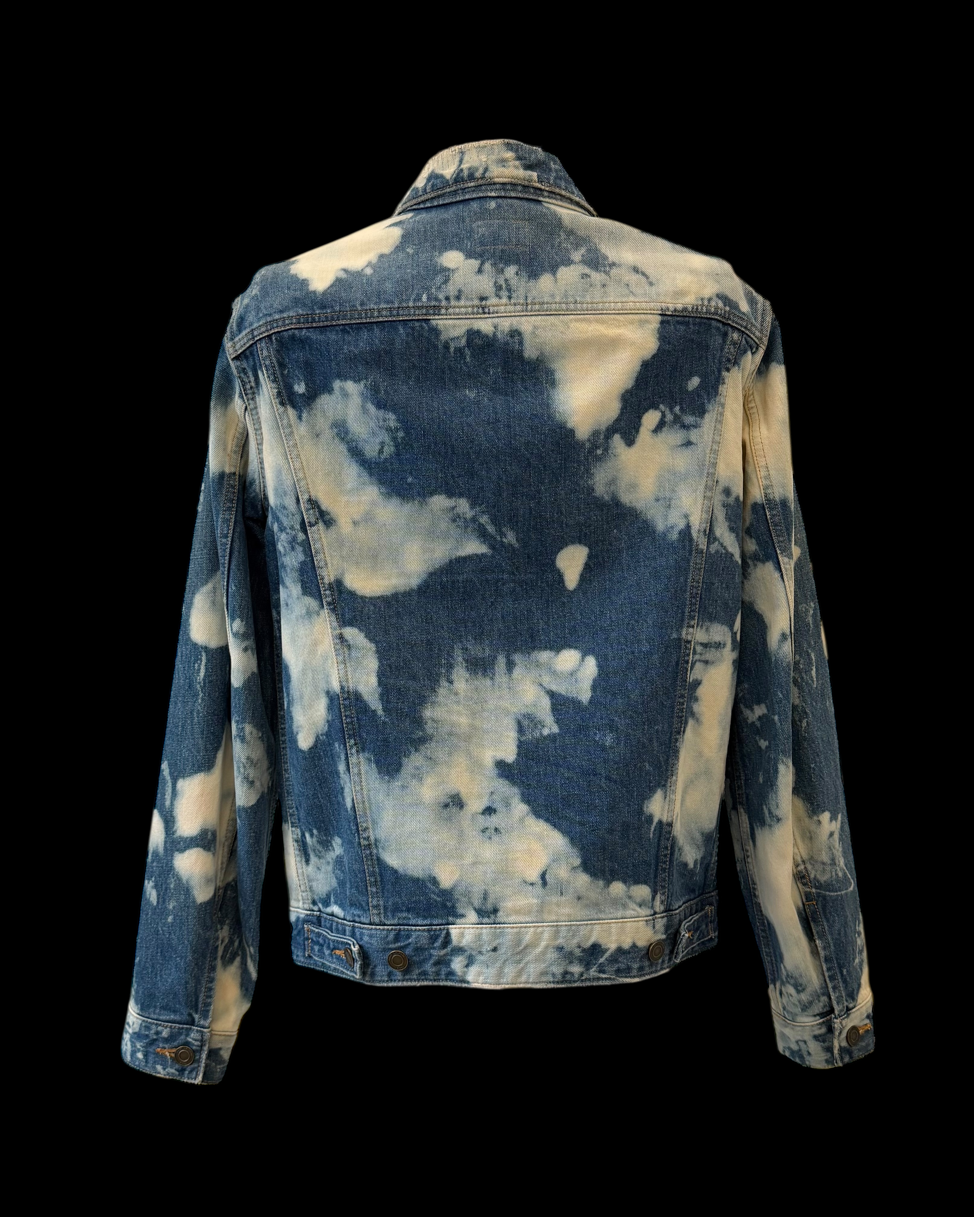 SAlNT LAURENT SS16 DESTROYED JEAN JACKET IN BLUE PUNK DENIM