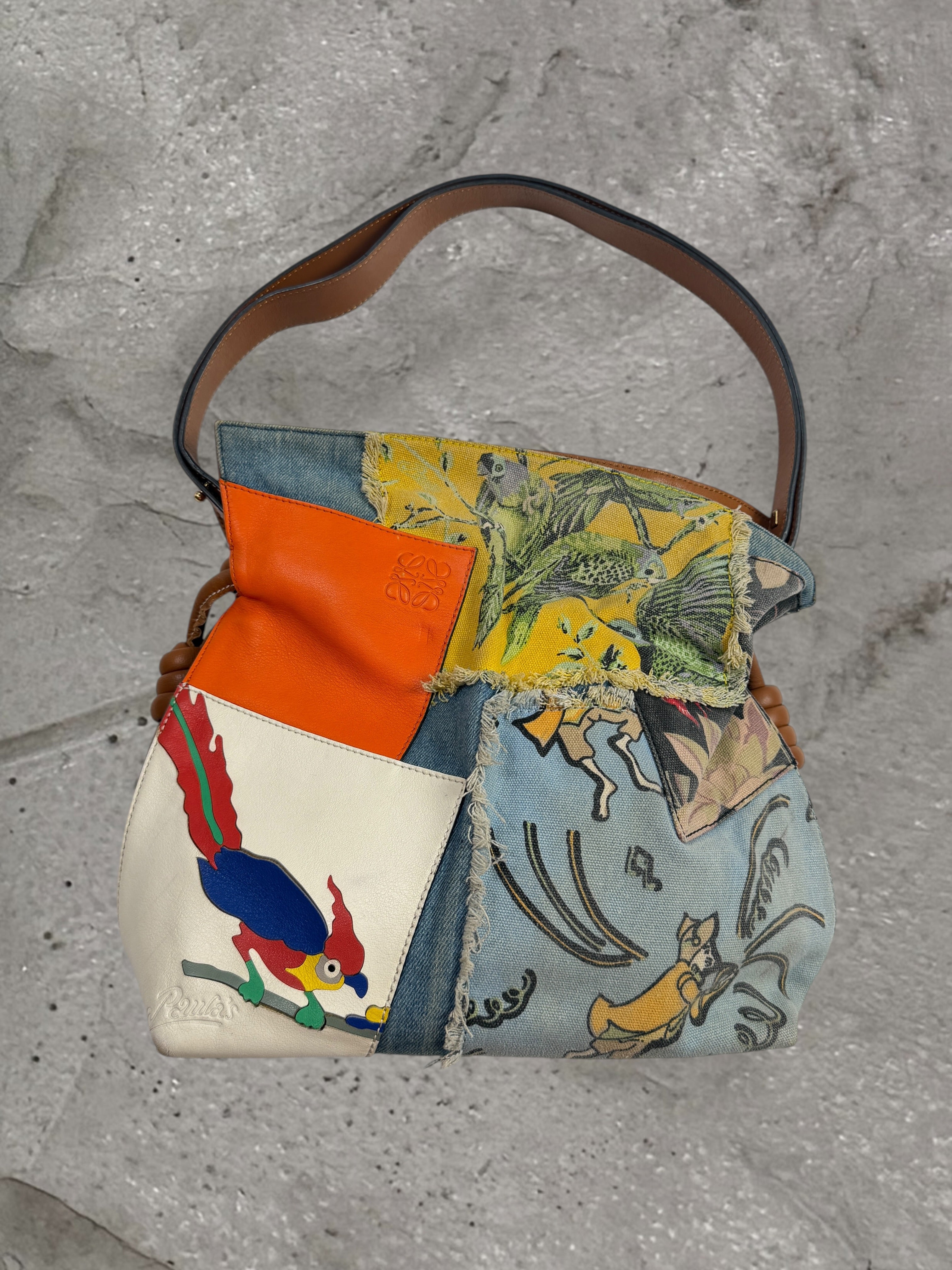 LOEWE PAULA'S IBIZA FW17 PATCHWORK FLAMENCO KNOT TOTE BAG