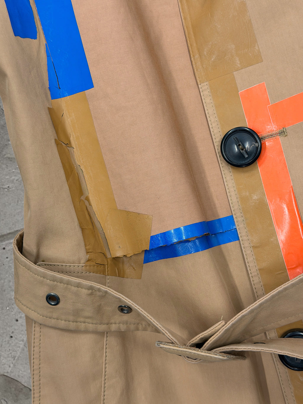 RAF SIMONS X STERLING RUBY AW14 PATCHES COLLAGE TRENCH COAT