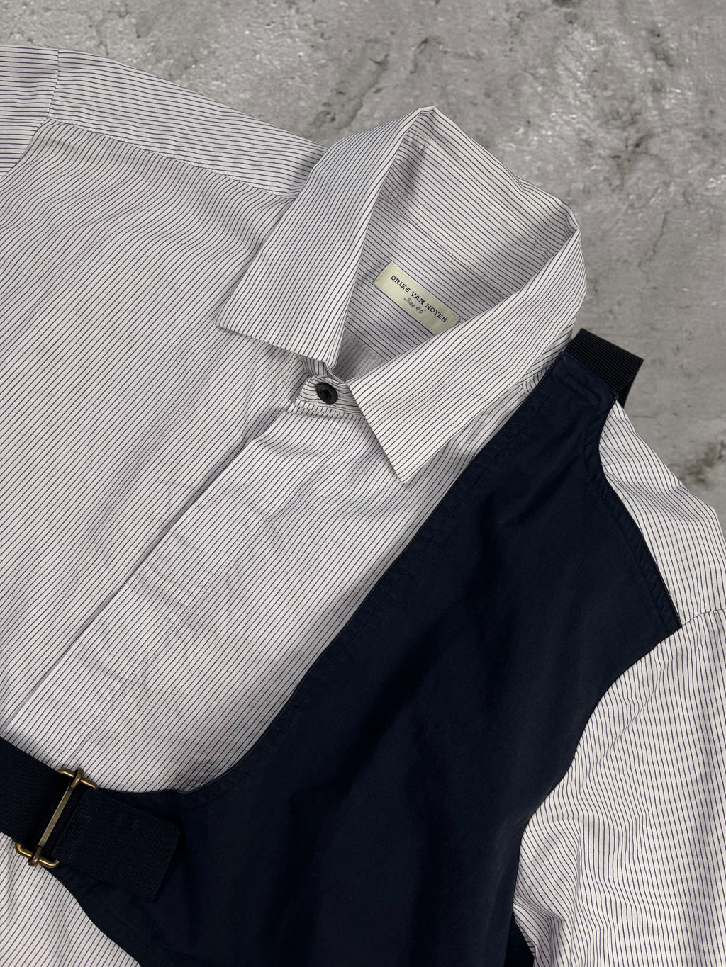DRIES VAN NOTEN SS15 BALLET STRIPED HARNESS SHIRT