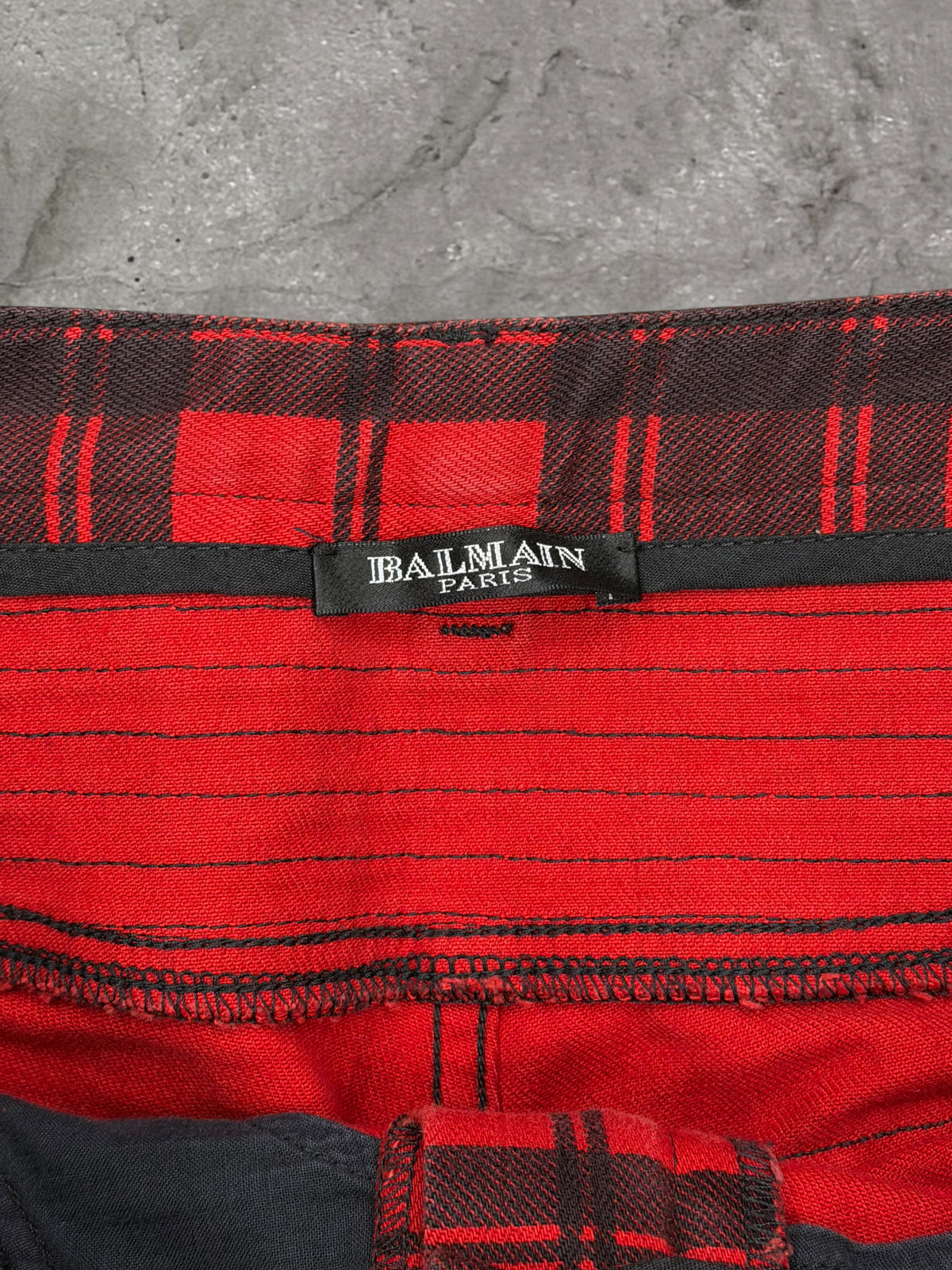 BALMAIN AW08 TARTAN BIKER DENIM JEANS