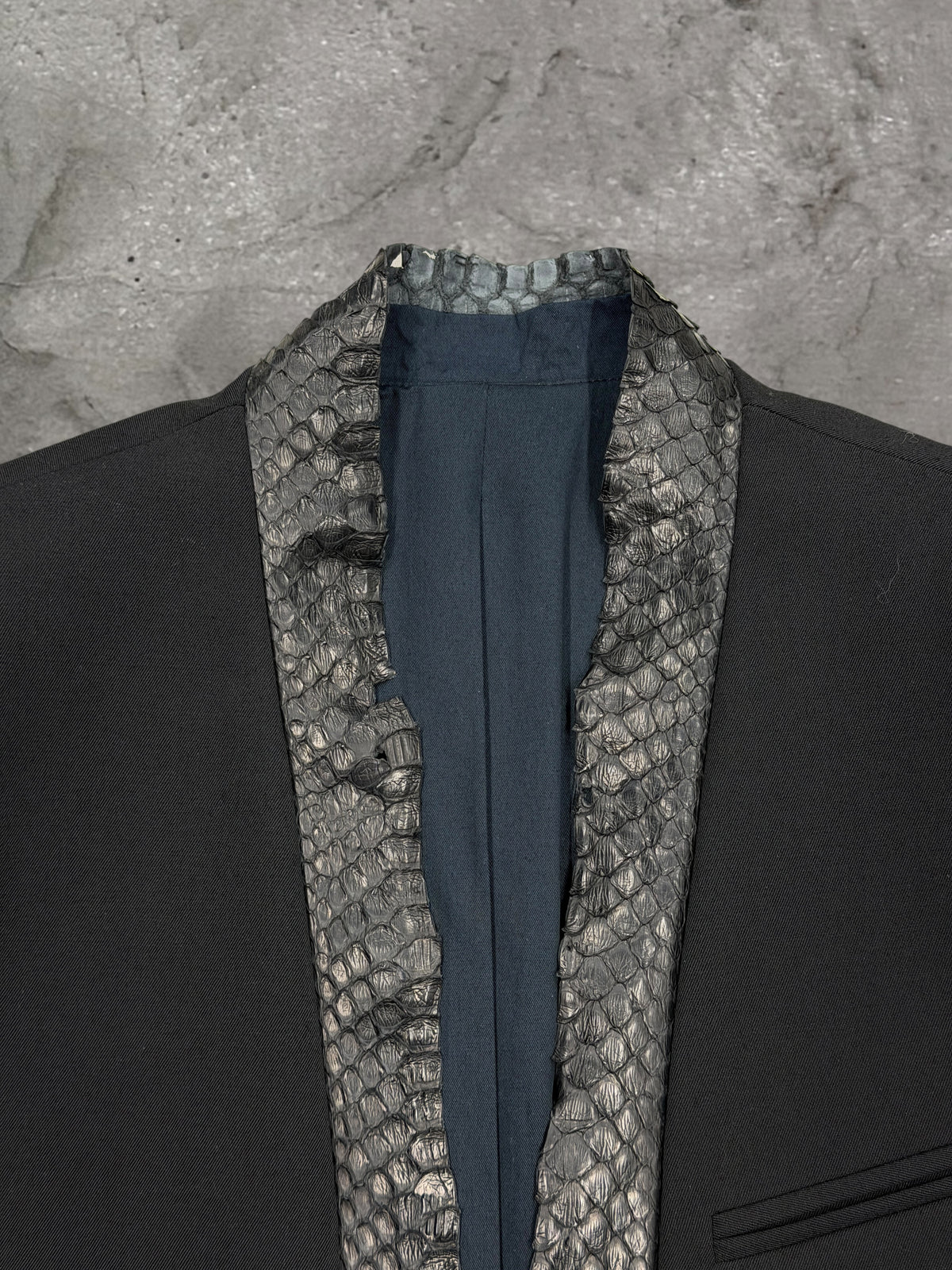BALMAIN SS12 PYTHON LAPEL CROPPED BLAZER
