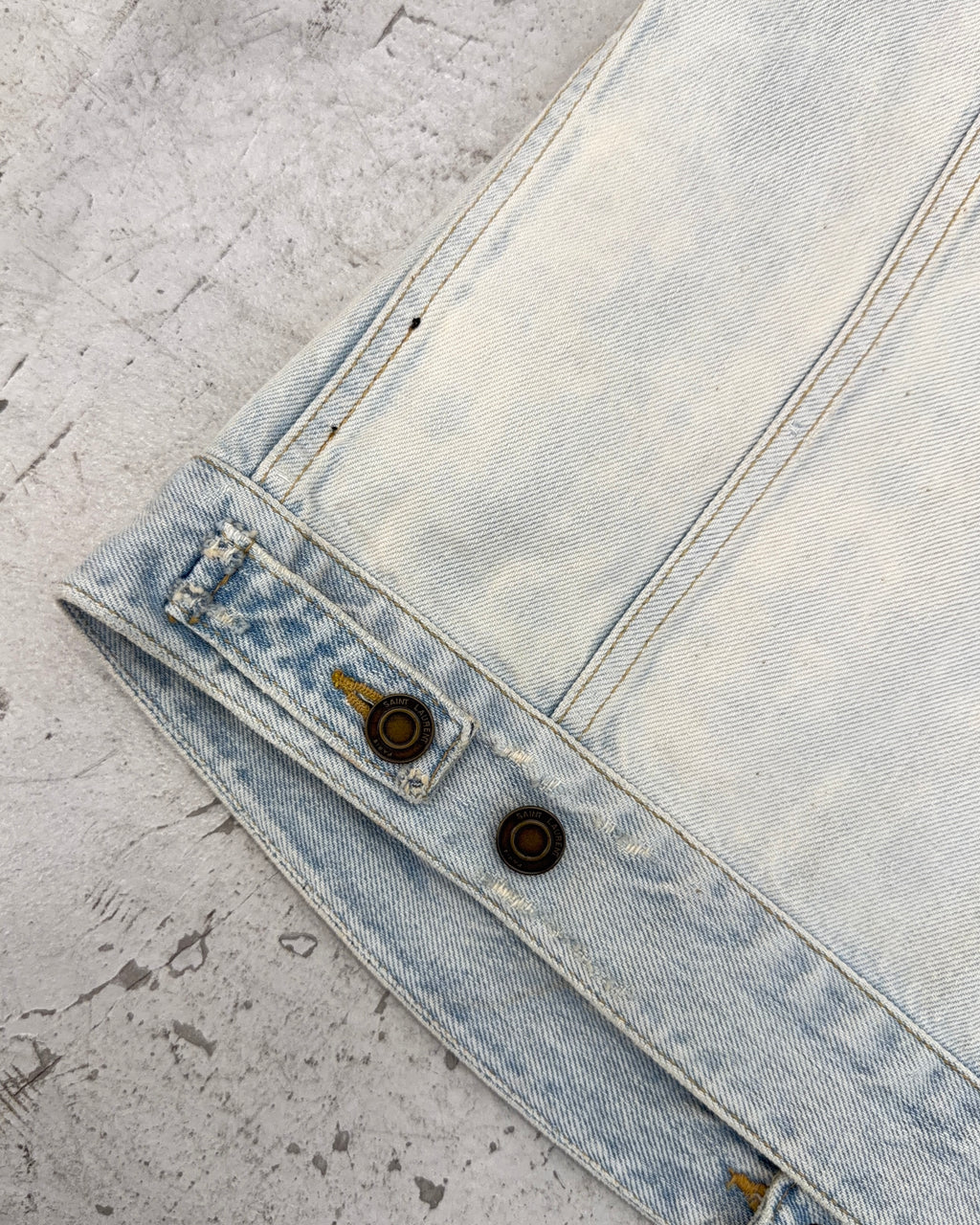SAINT LAURENT SS16 ANIMAL PRINT PANELLED DENIM GILET