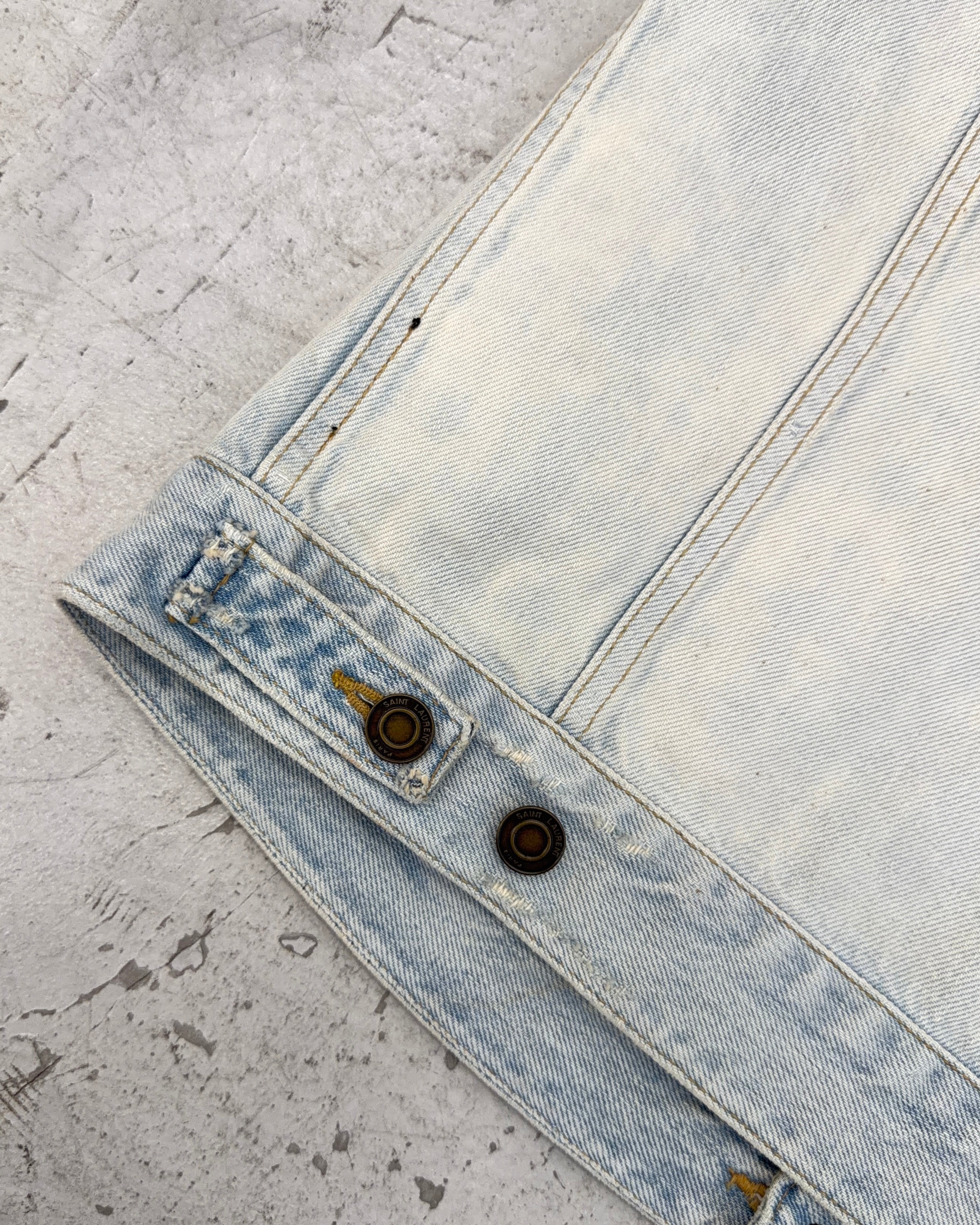 SAINT LAURENT SS16 ANIMAL PRINT PANELLED DENIM GILET