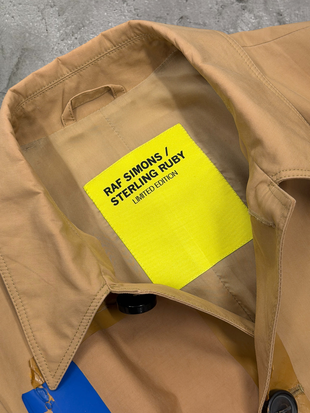 RAF SIMONS X STERLING RUBY AW14 PATCHES COLLAGE TRENCH COAT