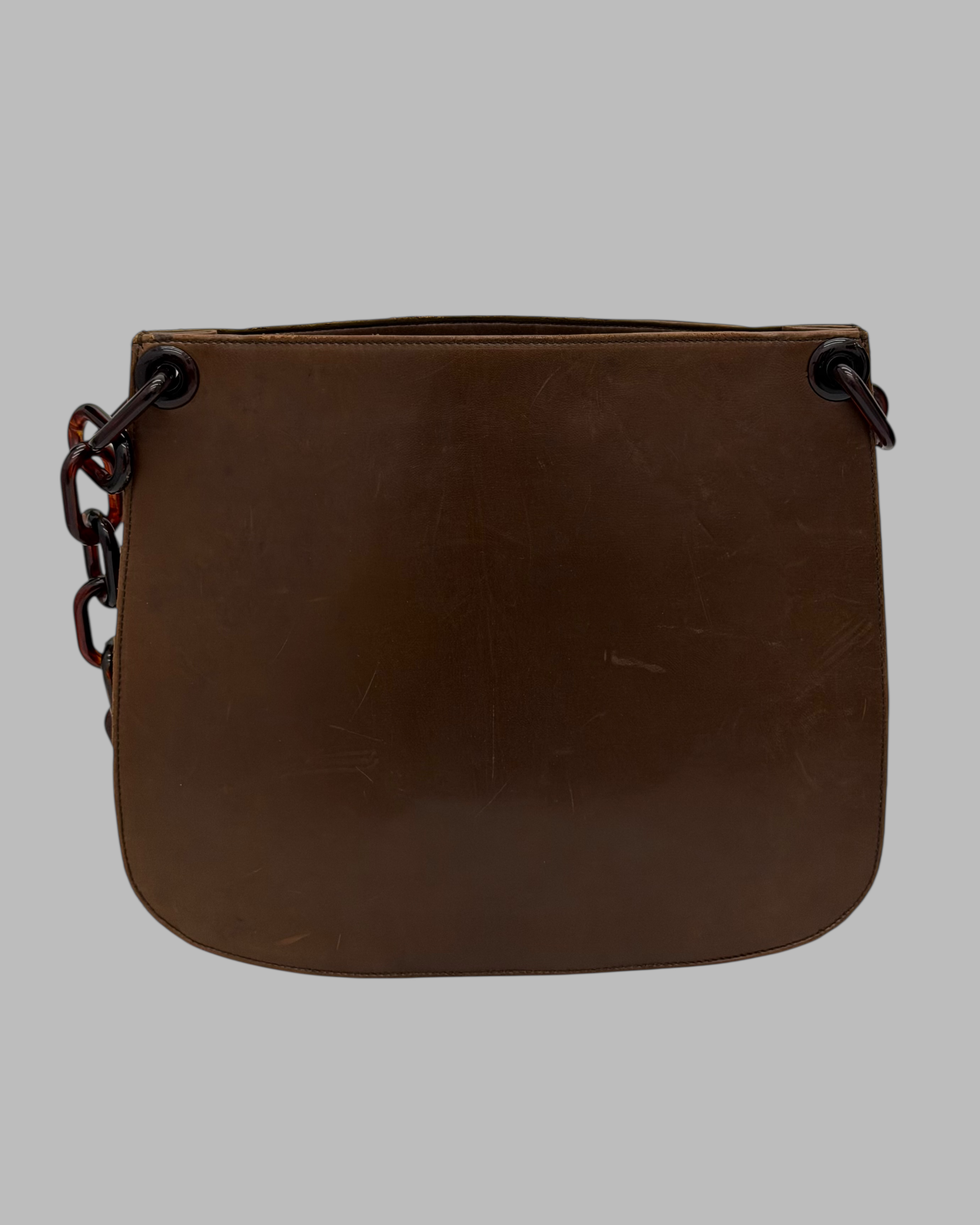 PRADA PLASTIC CHAIN LEATHER SHOULDER BAG