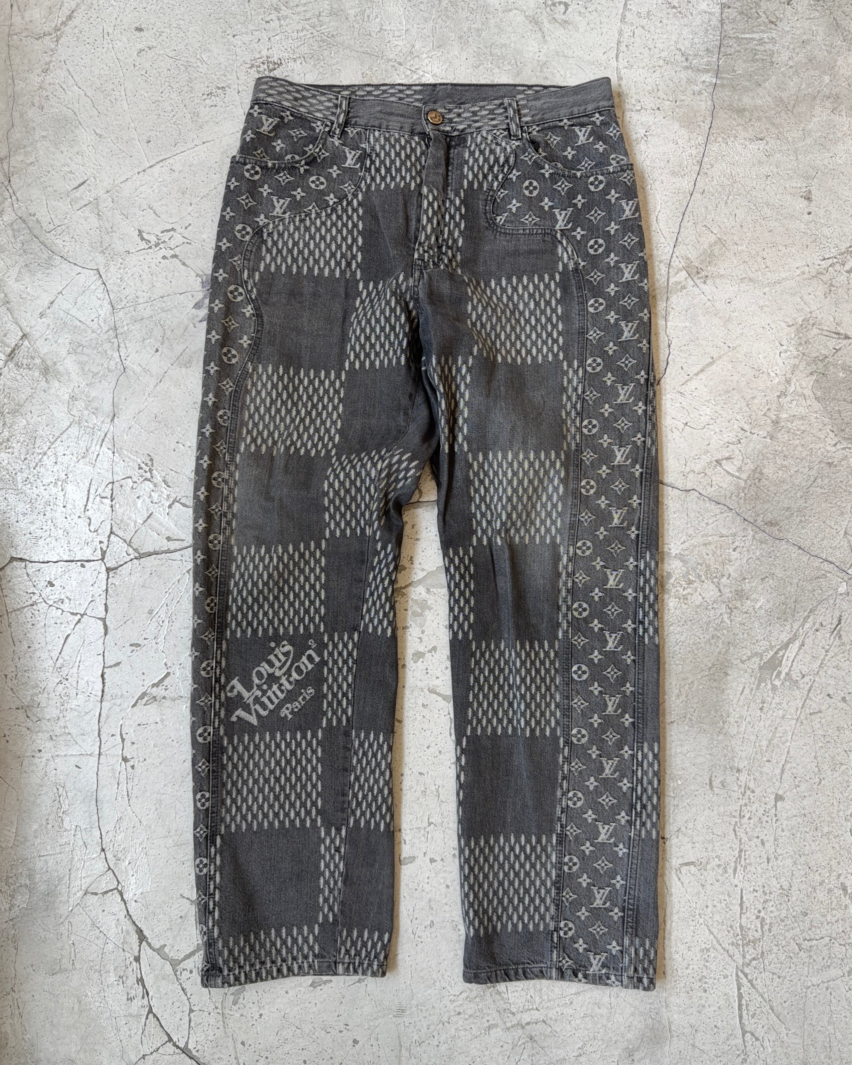 LOUIS VUITTON X NIGO GIANT DAMIER WAVES JEANS