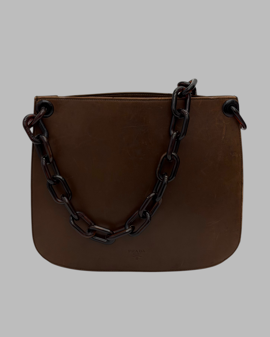 PRADA PLASTIC CHAIN LEATHER SHOULDER BAG