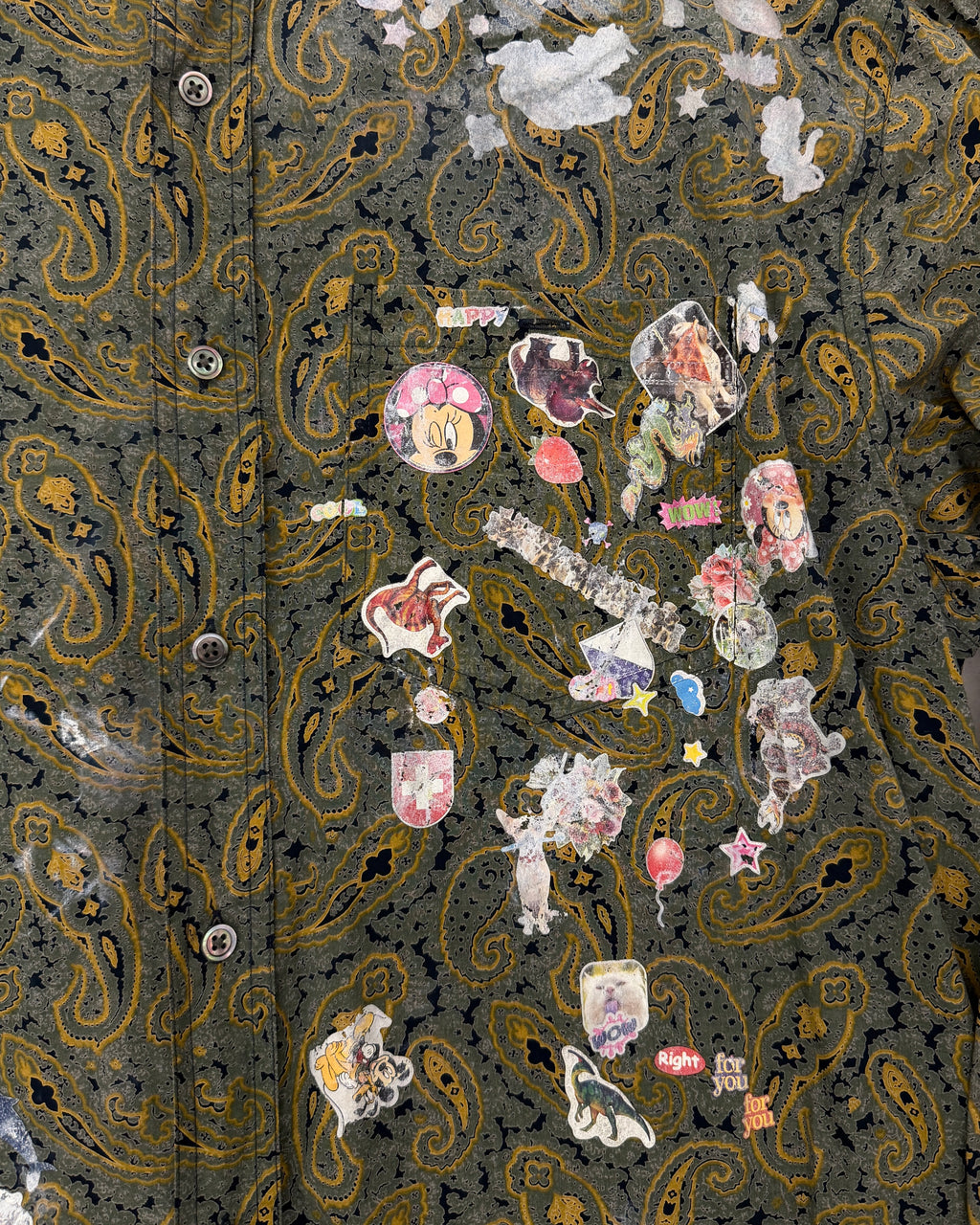 VETEMENTS FW19 ALL-OVER PAISLEY STICKER OVERSIZED SHIRT