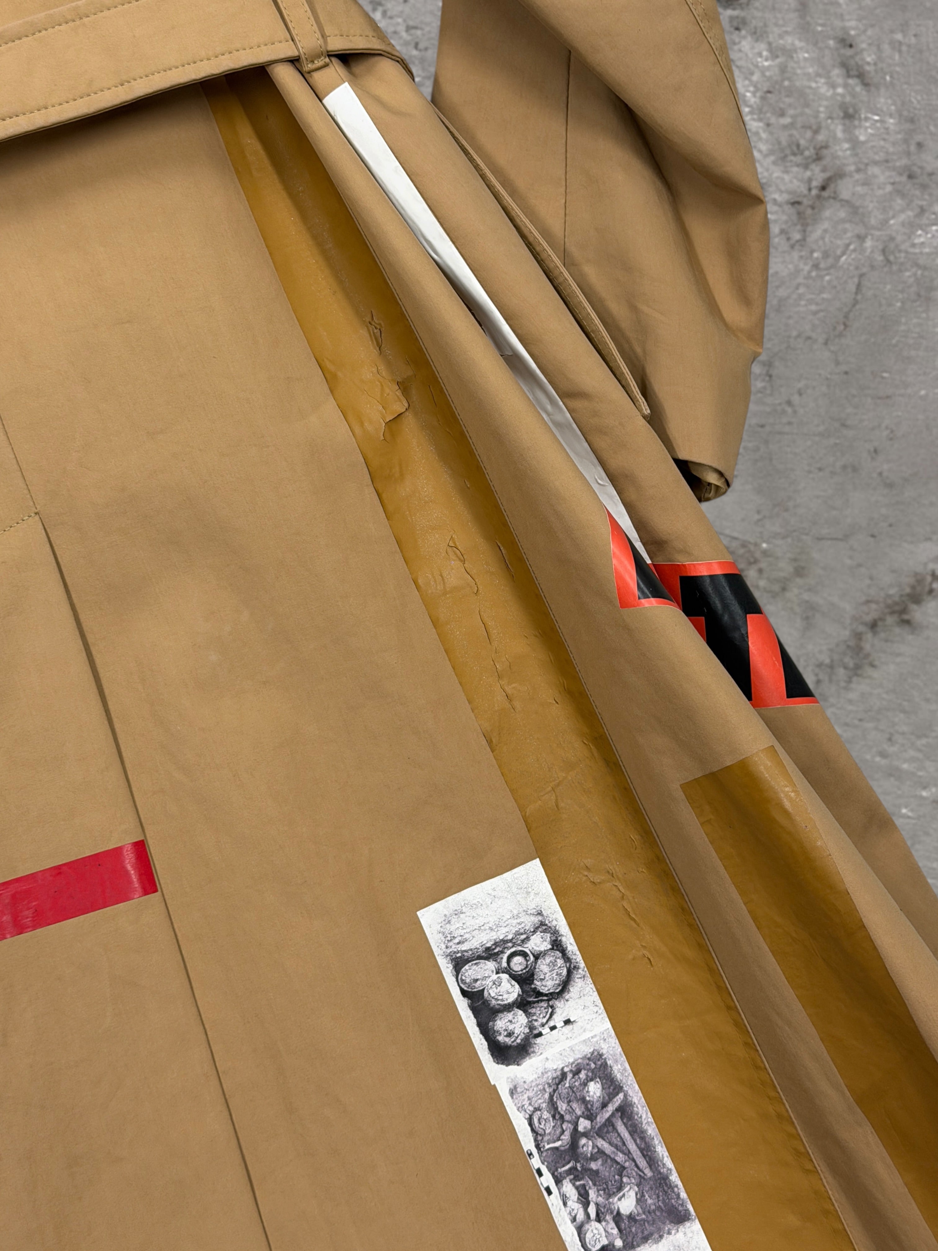 RAF SIMONS X STERLING RUBY AW14 PATCHES COLLAGE TRENCH COAT
