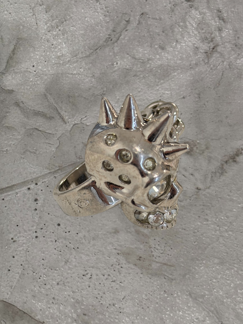 ALEXANDER MCQUEEN PUNK SKULL DOUBLE RING