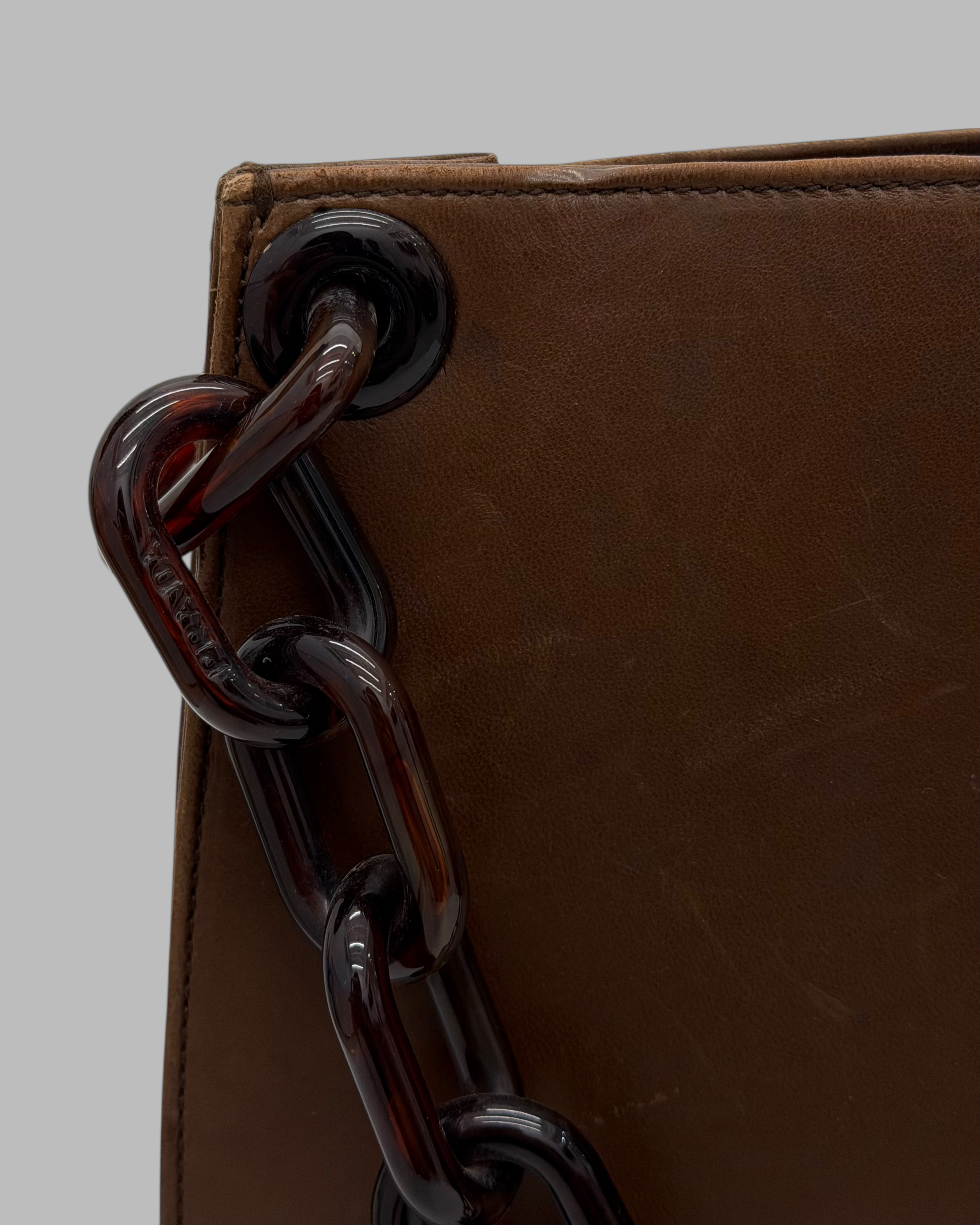 PRADA PLASTIC CHAIN LEATHER SHOULDER BAG