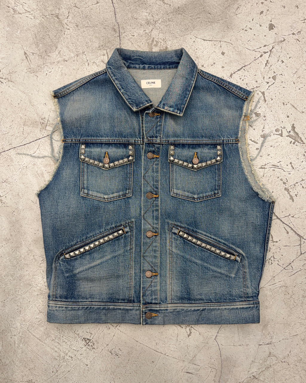 CELINE FW21 STRANGE STUDDED DENIM VEST