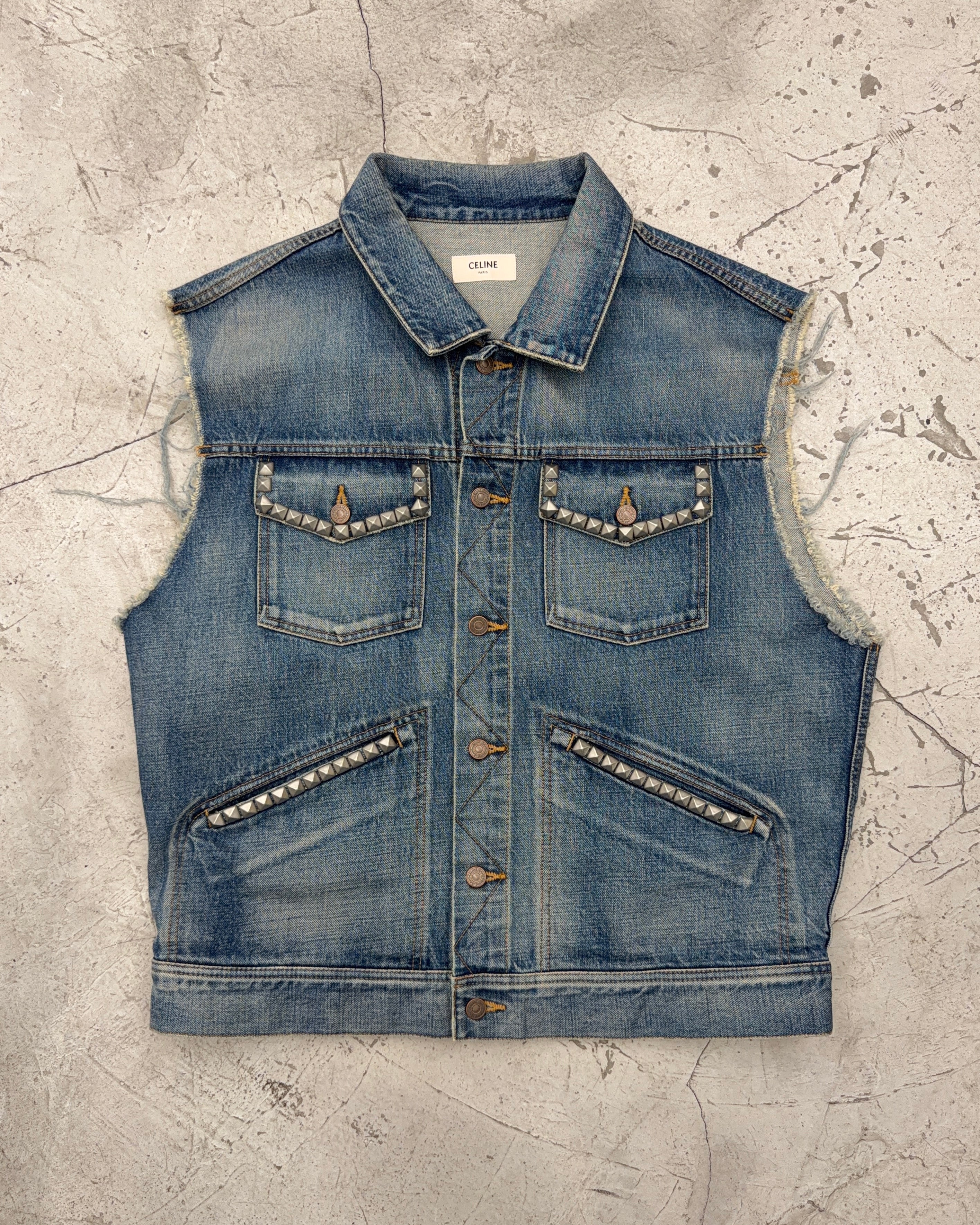 CELINE FW21 STRANGE STUDDED DENIM VEST