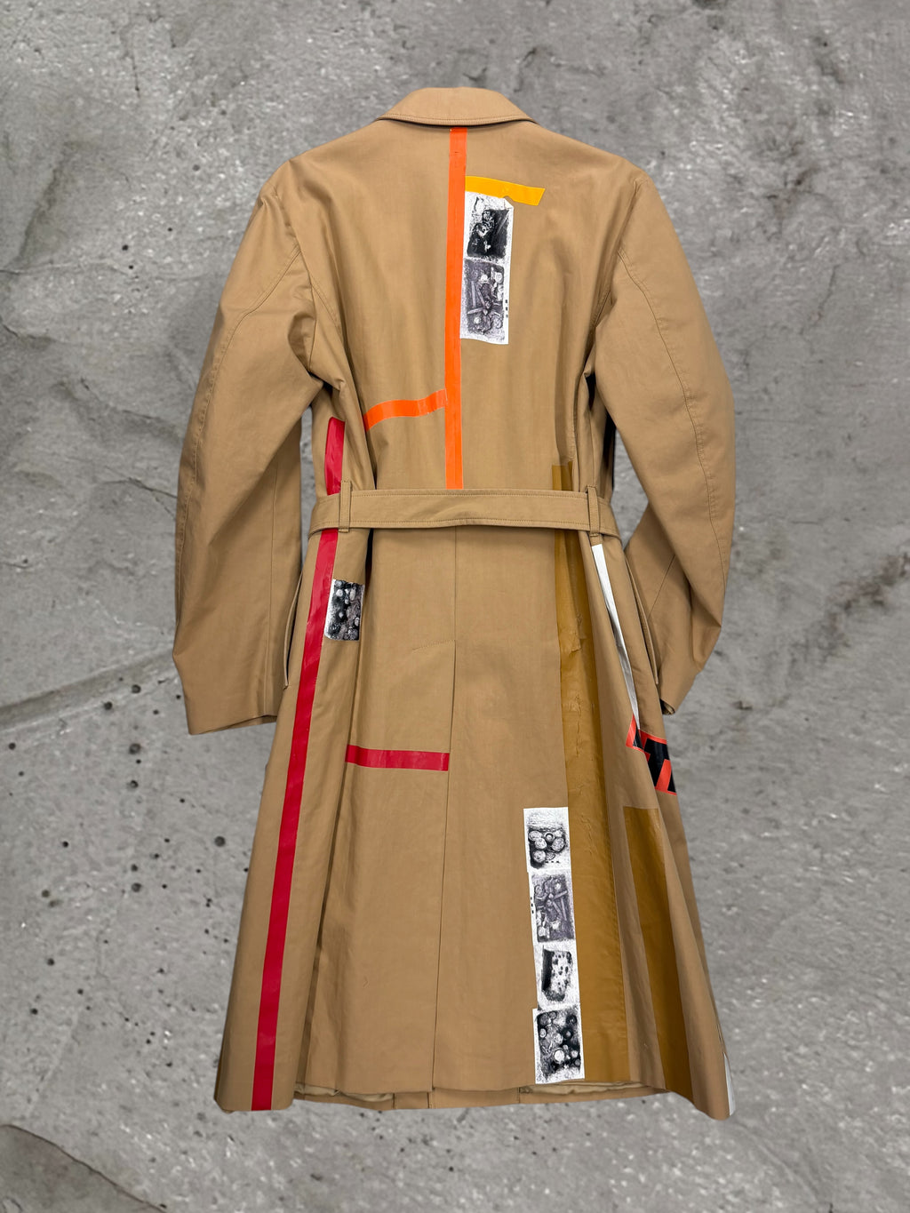 RAF SIMONS X STERLING RUBY AW14 PATCHES COLLAGE TRENCH COAT