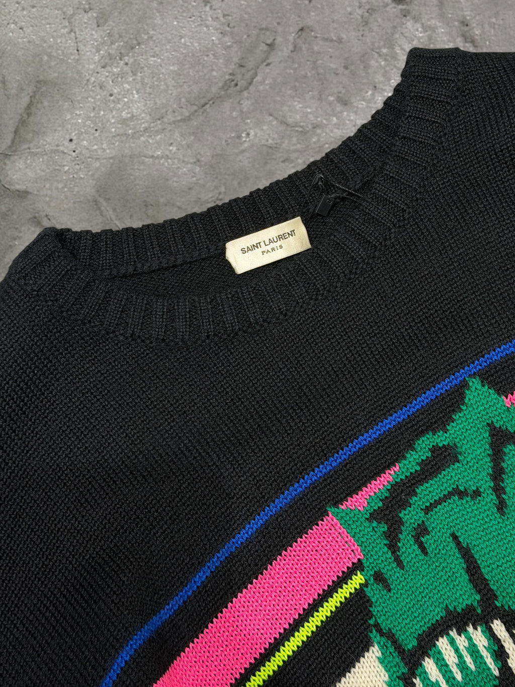 SAINT LAURENT SS16 T-REX INTARSIA SWEATER