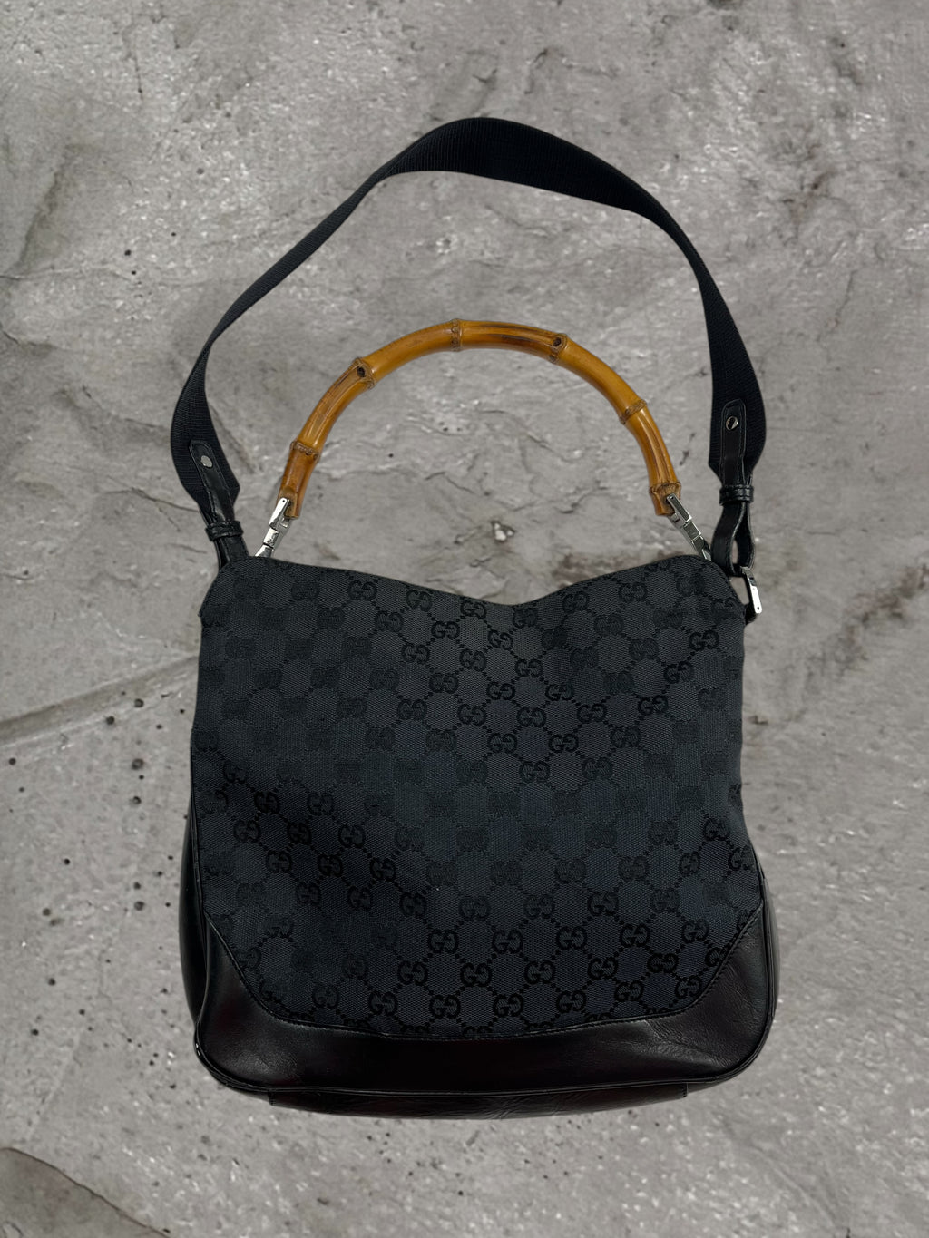 GUCCI GG CANVAS BAMBOO SHOULDER BAG
