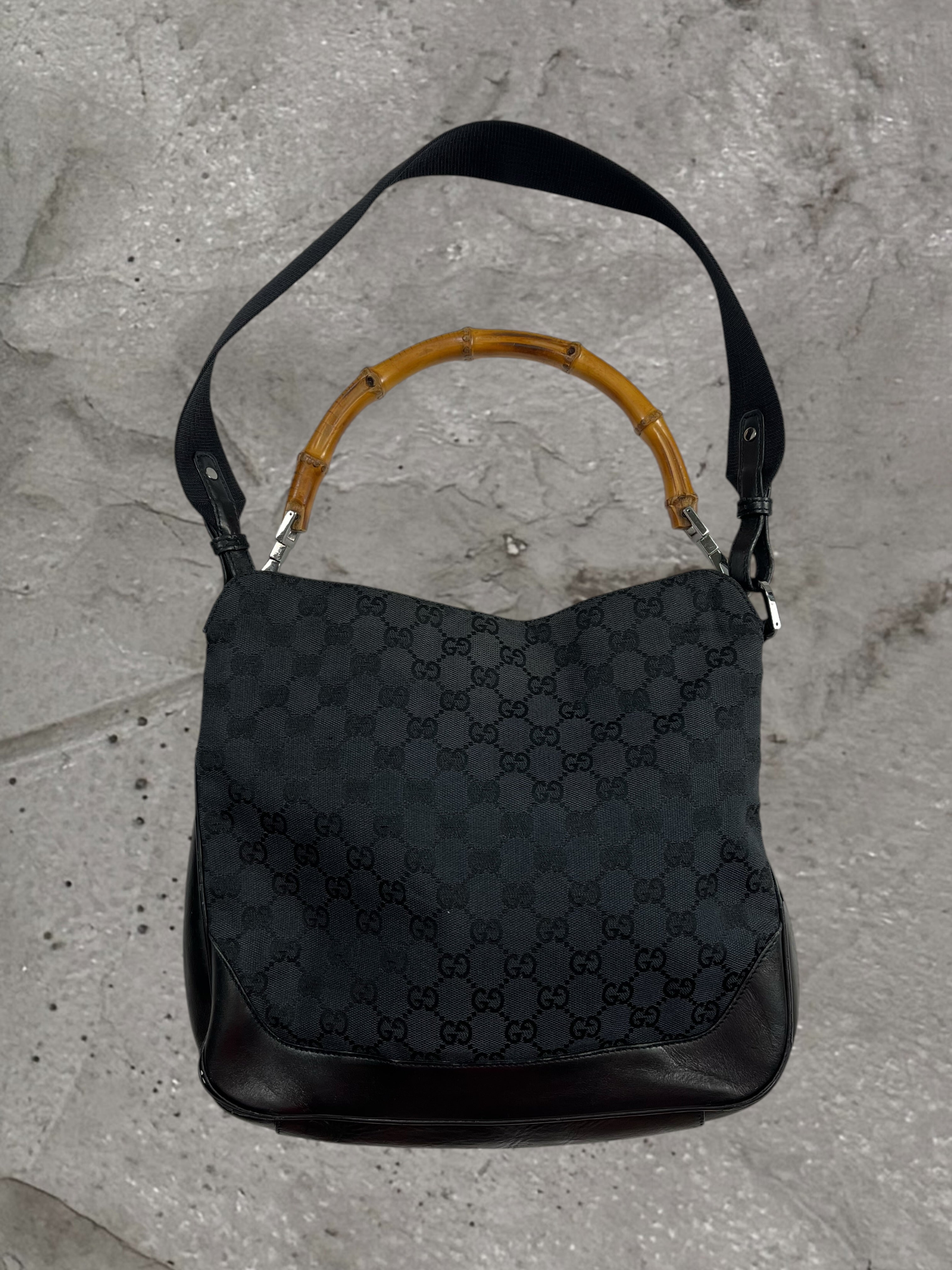 GUCCI GG CANVAS BAMBOO SHOULDER BAG