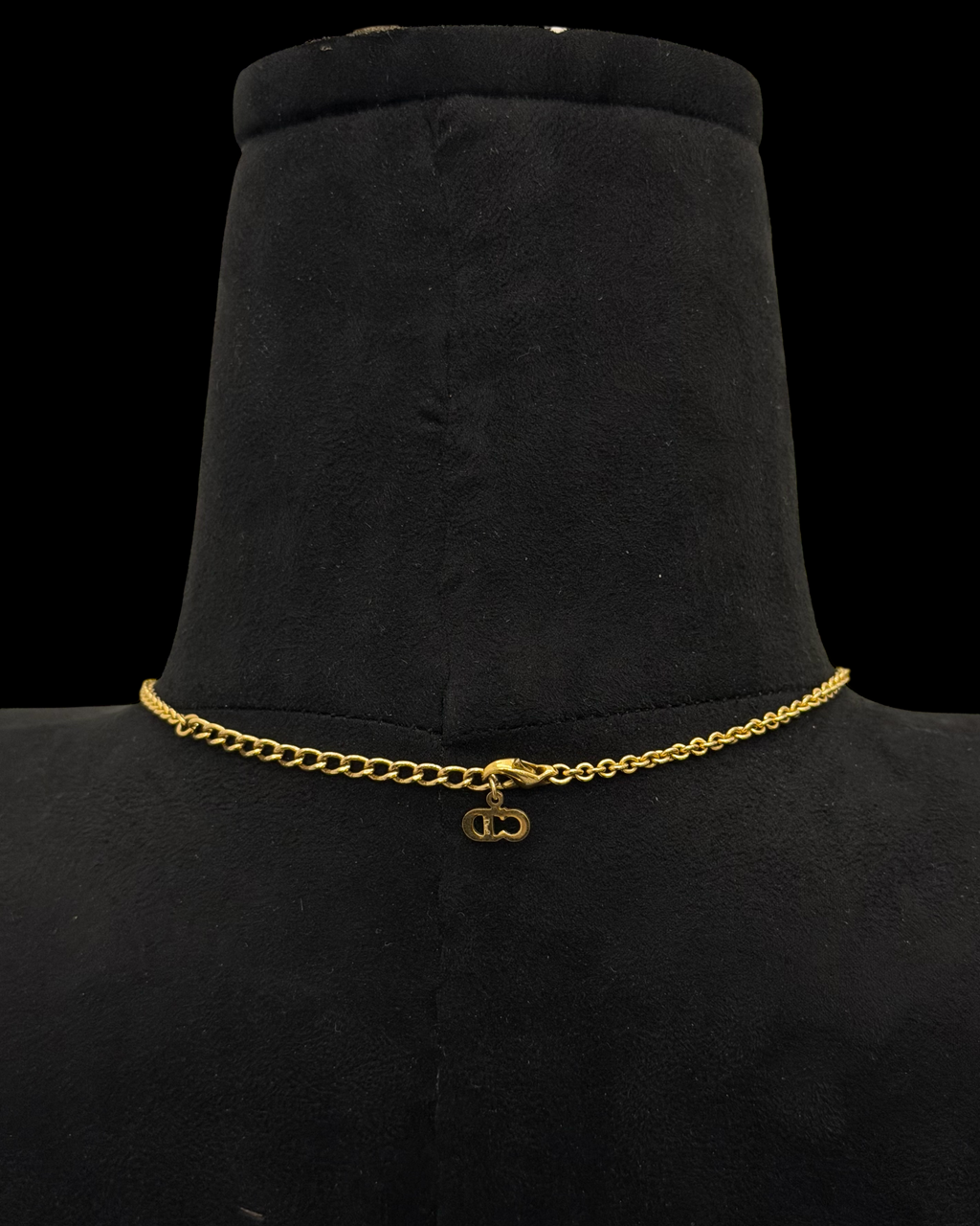 VINTAGE CHRISTIAN DIOR MINI LOGO CHARM NECKLACE
